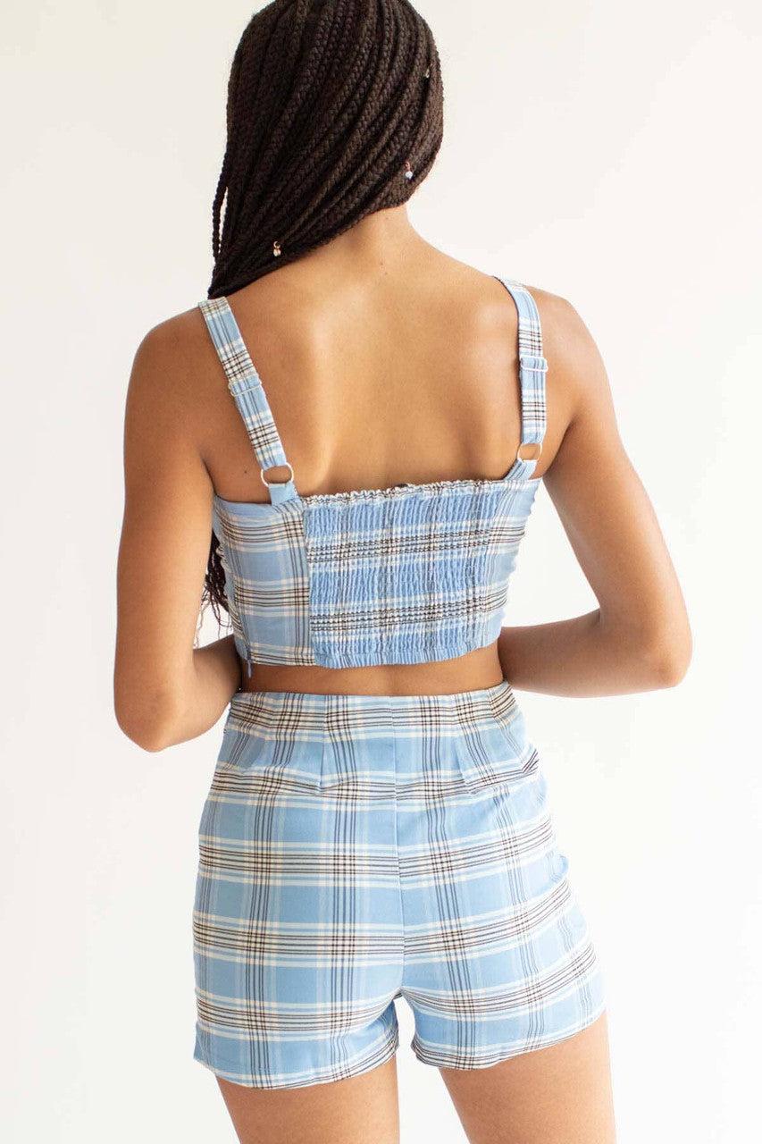 Blue Plaid Stretch Skort Product Image