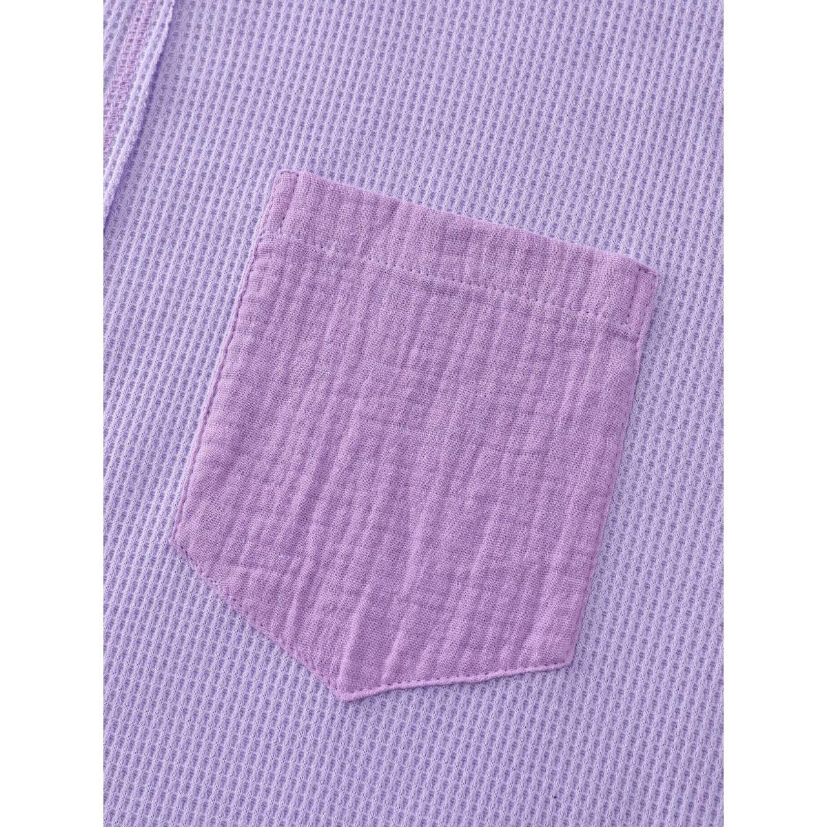 Plus Size Waffle Weave Color Patchwork T-Shirt Lilac Women Leisure Texture Round Neck Casual T-shirts BloomChic 14-16/1X Product Image