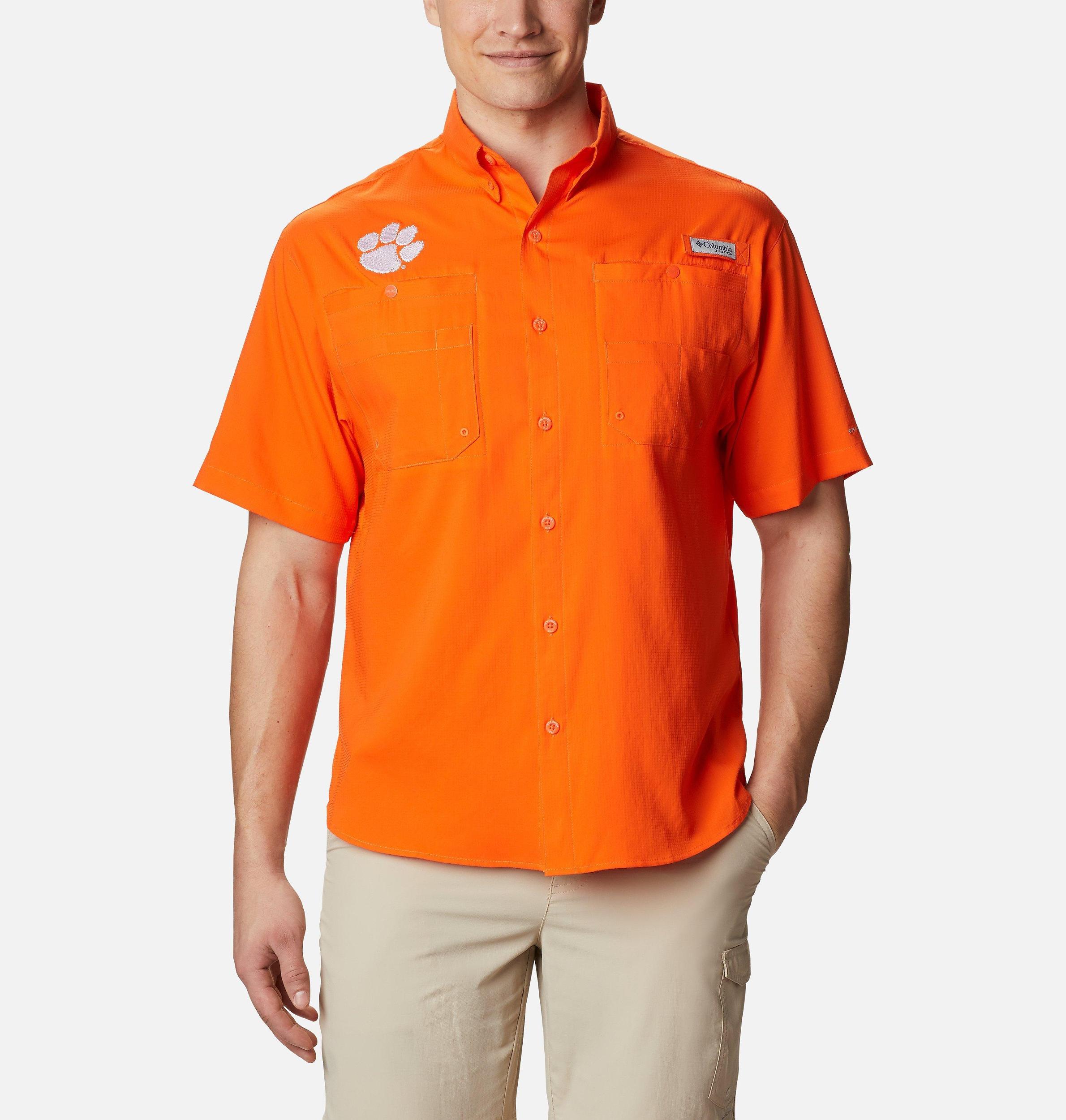 Columbia Mens Collegiate PFG Tamiami Short Sleeve Shirt - Clemson- Product Image