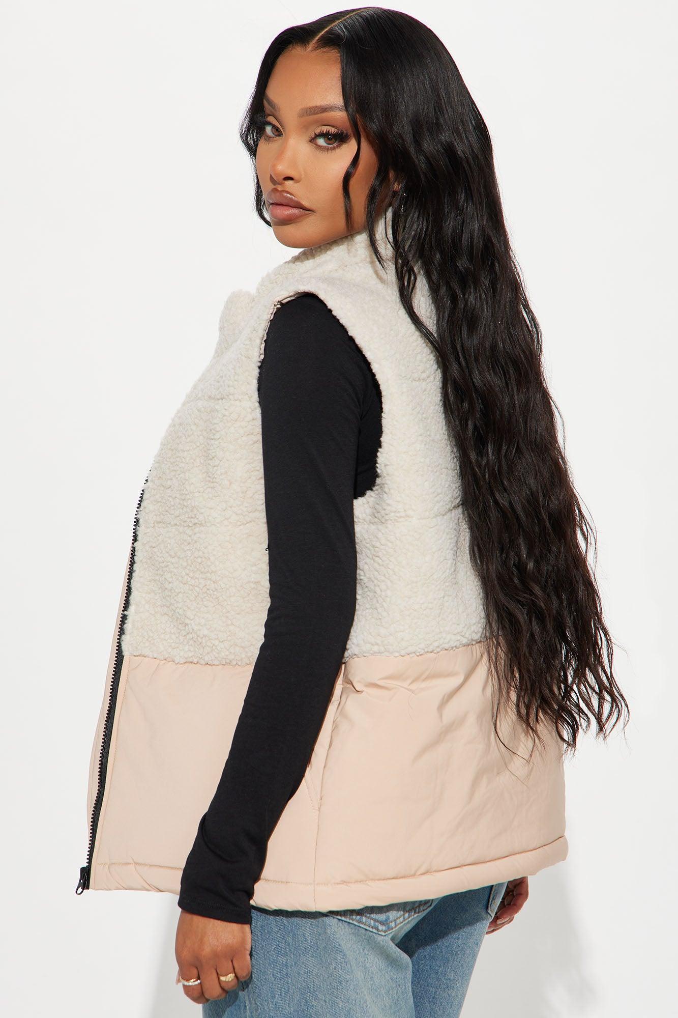 Find Me In The Clouds Sherpa Vest - Tan Female Product Image