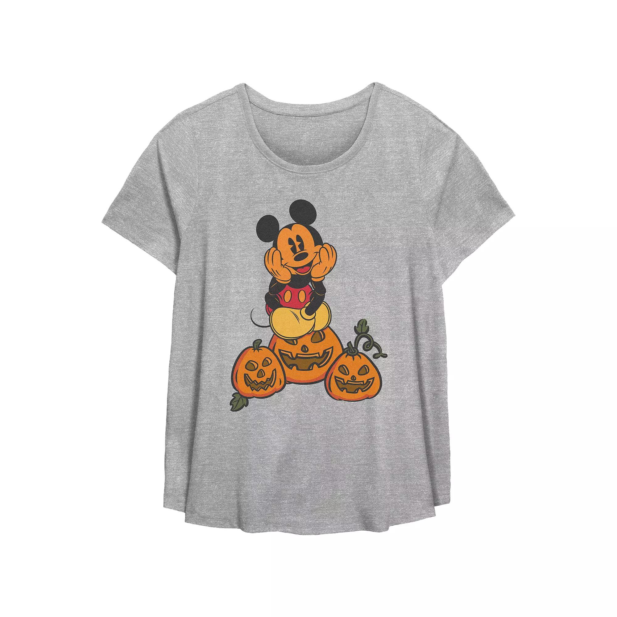 Disney's Mickey Mouse Pumpkin Patch Plus Size Flowy Graphic Tee, Women's, Size: 2XL, Grey Gray Product Image