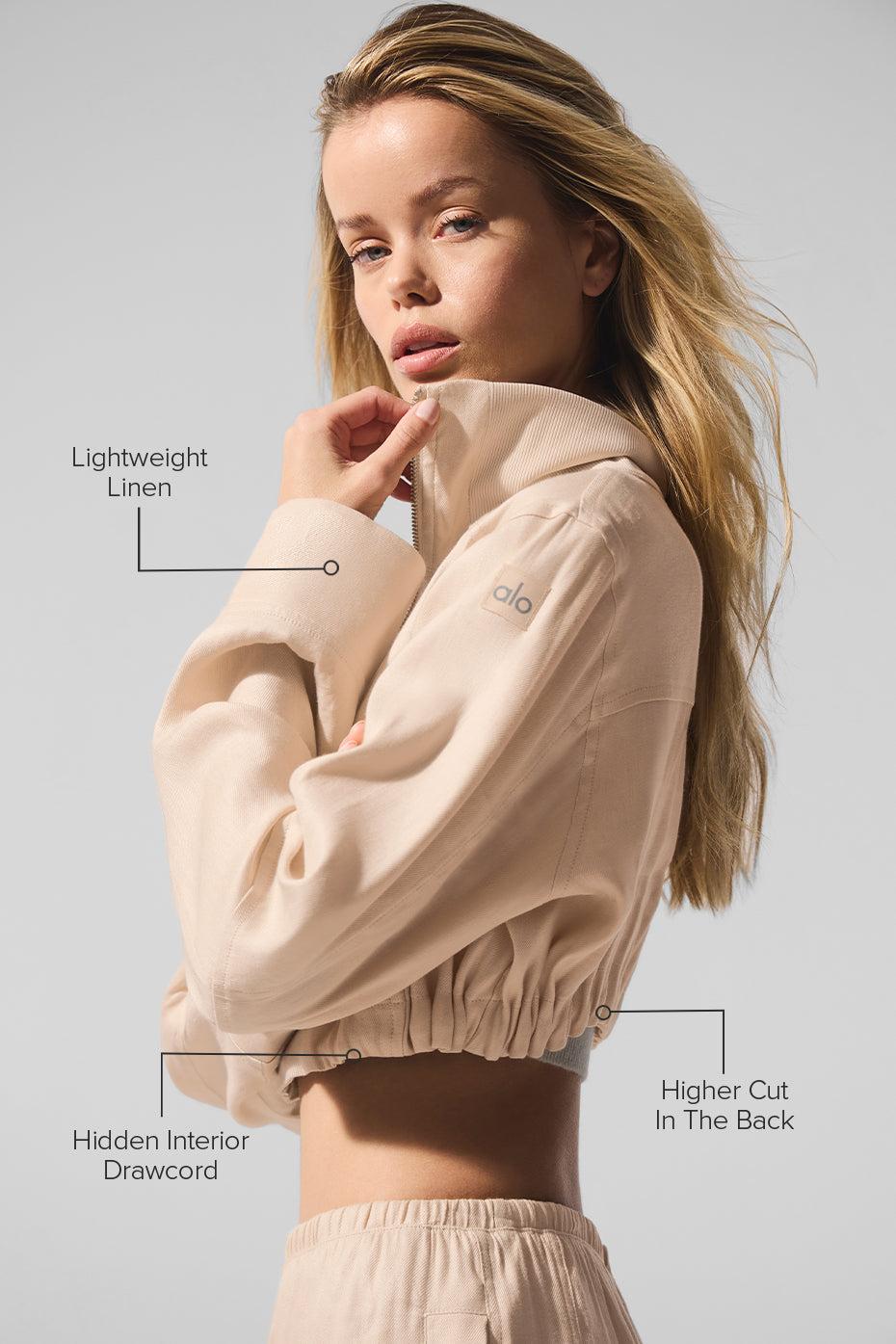 Linen Cropped Getaway Jacket - Macadamia Product Image