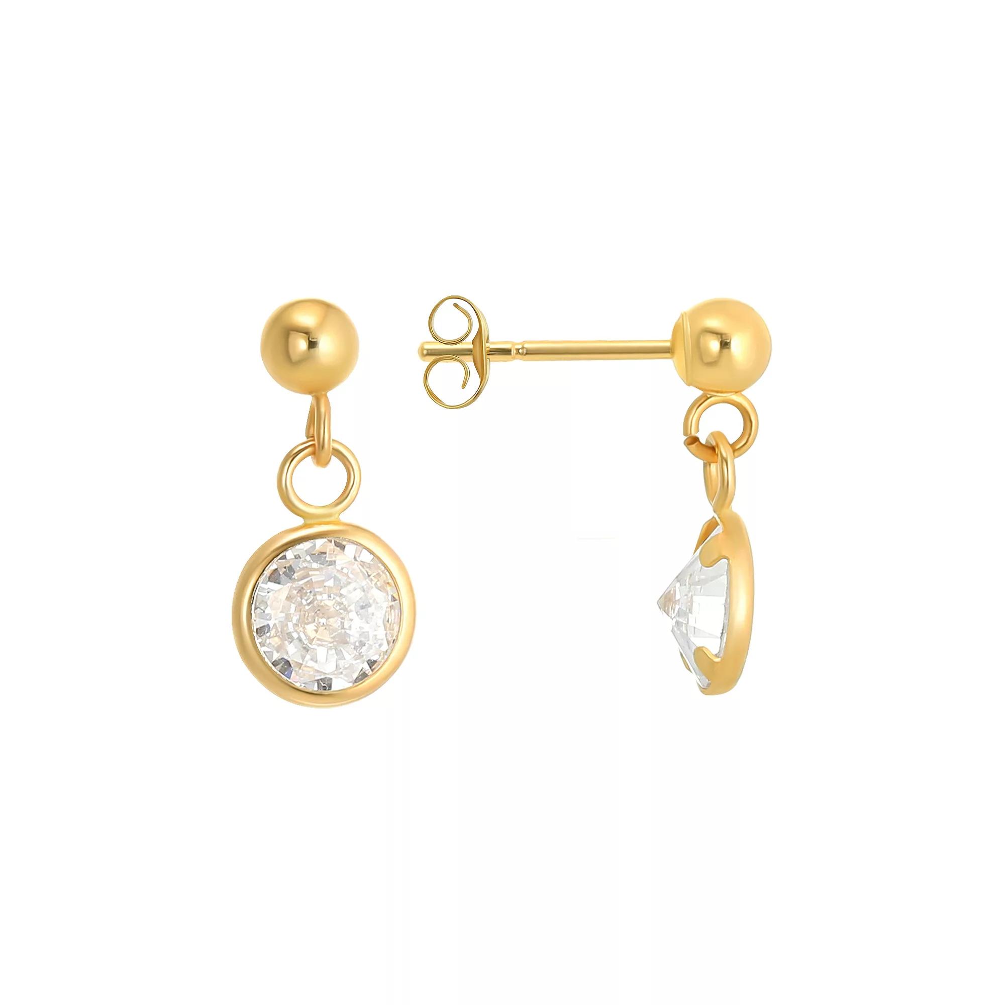 Taylor Grace 10k Gold Cubic Zirconia Bezel Drop Earrings, Women's Product Image