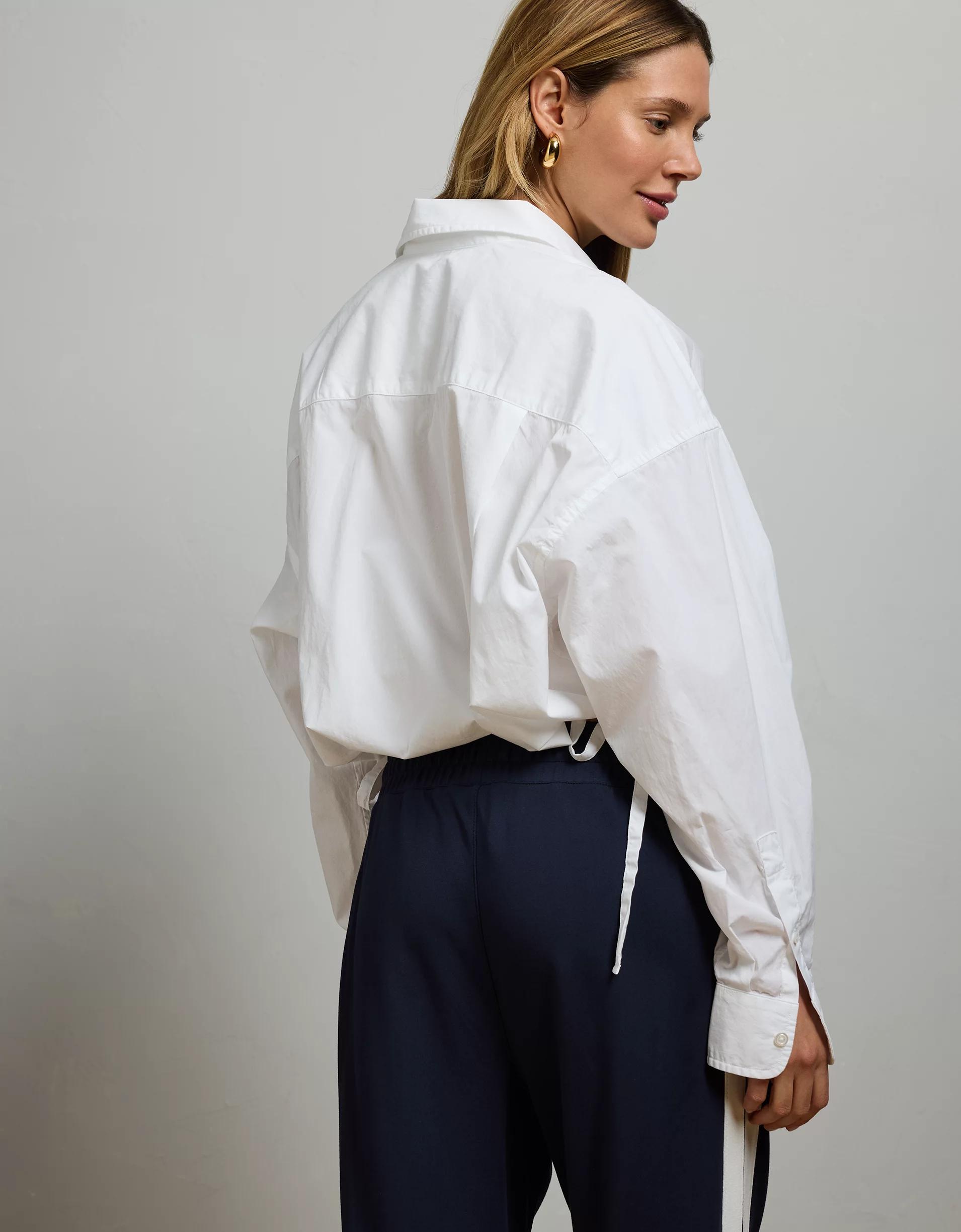 AE77 Premium Poplin Long-Sleeve Button-Up Bubble Shirt Product Image