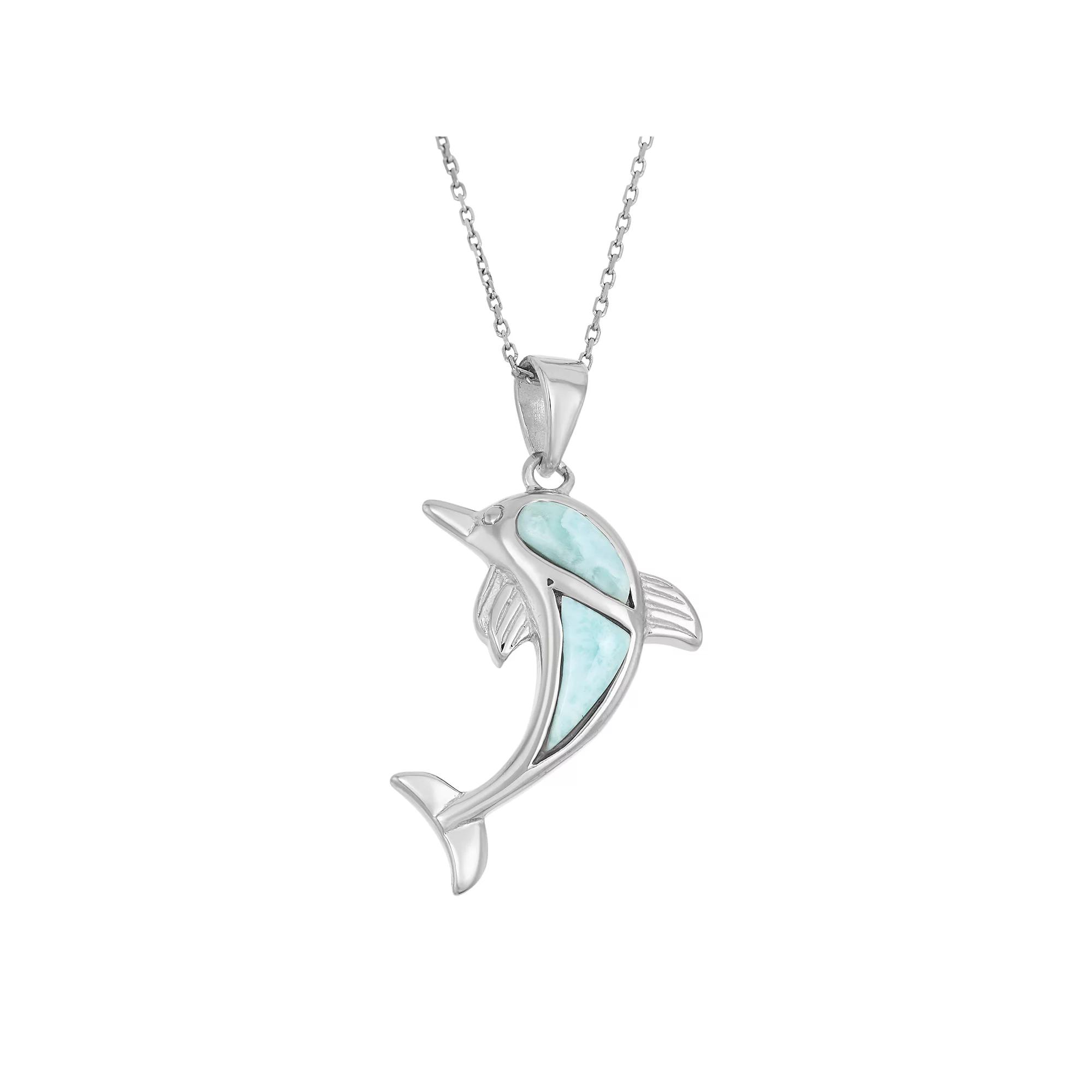 Larimar Sterling Silver Dolphin Pendant Necklace, Women's, Size: 18", Blue Product Image