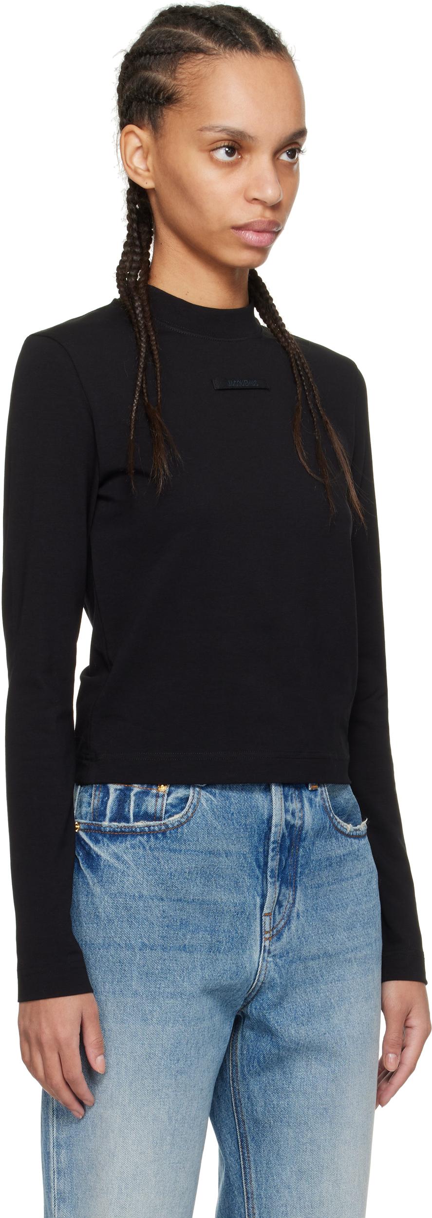 JACQUEMUS Top Le T-shirt Gros Grain In Cotone Stretch In Black Product Image