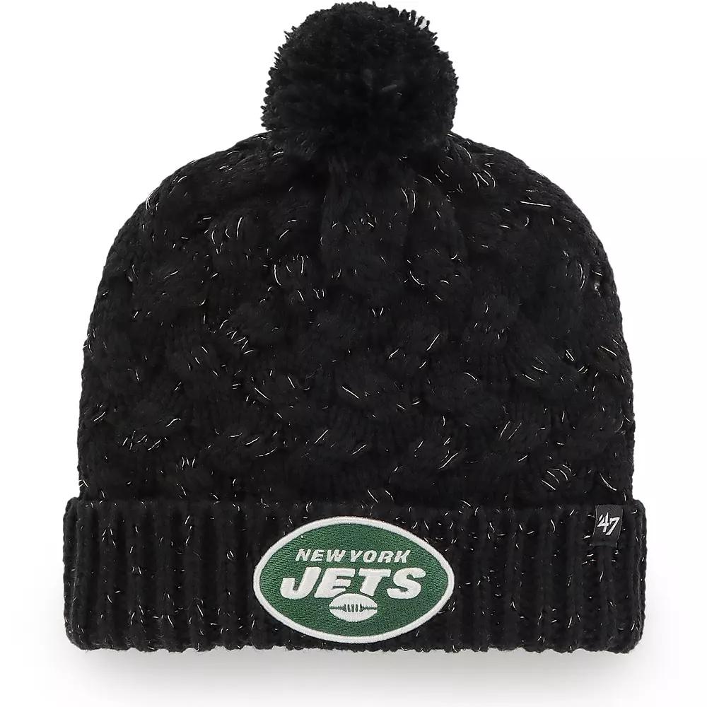 Women's '47 Black New York Jets Fiona Logo Cuffed Knit Hat with Pom Product Image