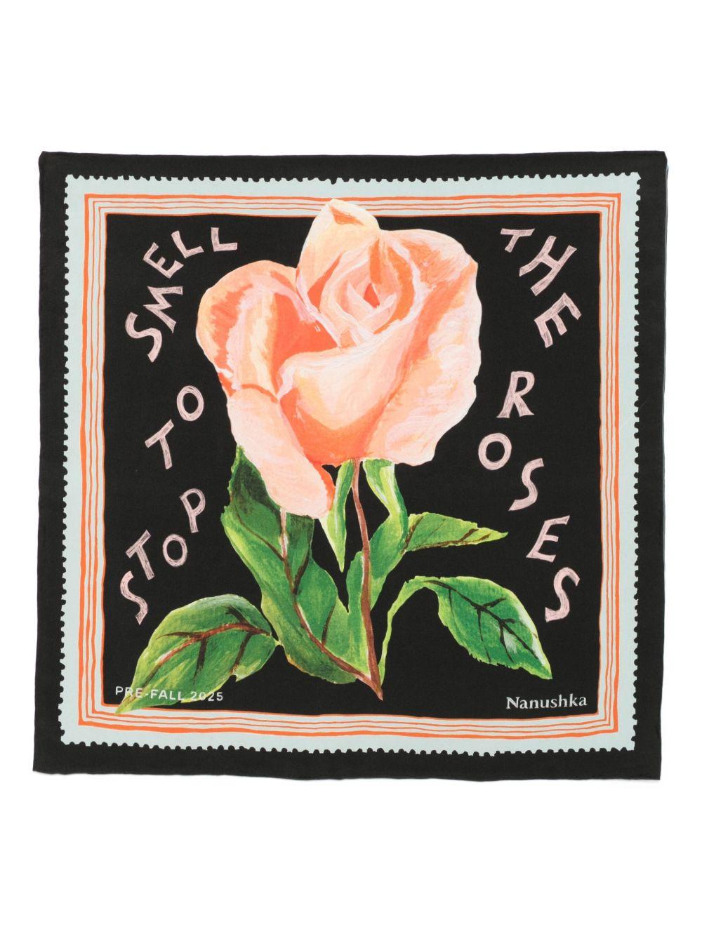 rose-print silk scarf Product Image