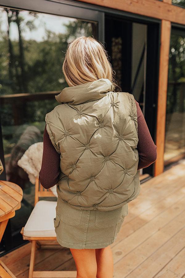Mountain Top Morning Puffer Vest in Olive Product Image