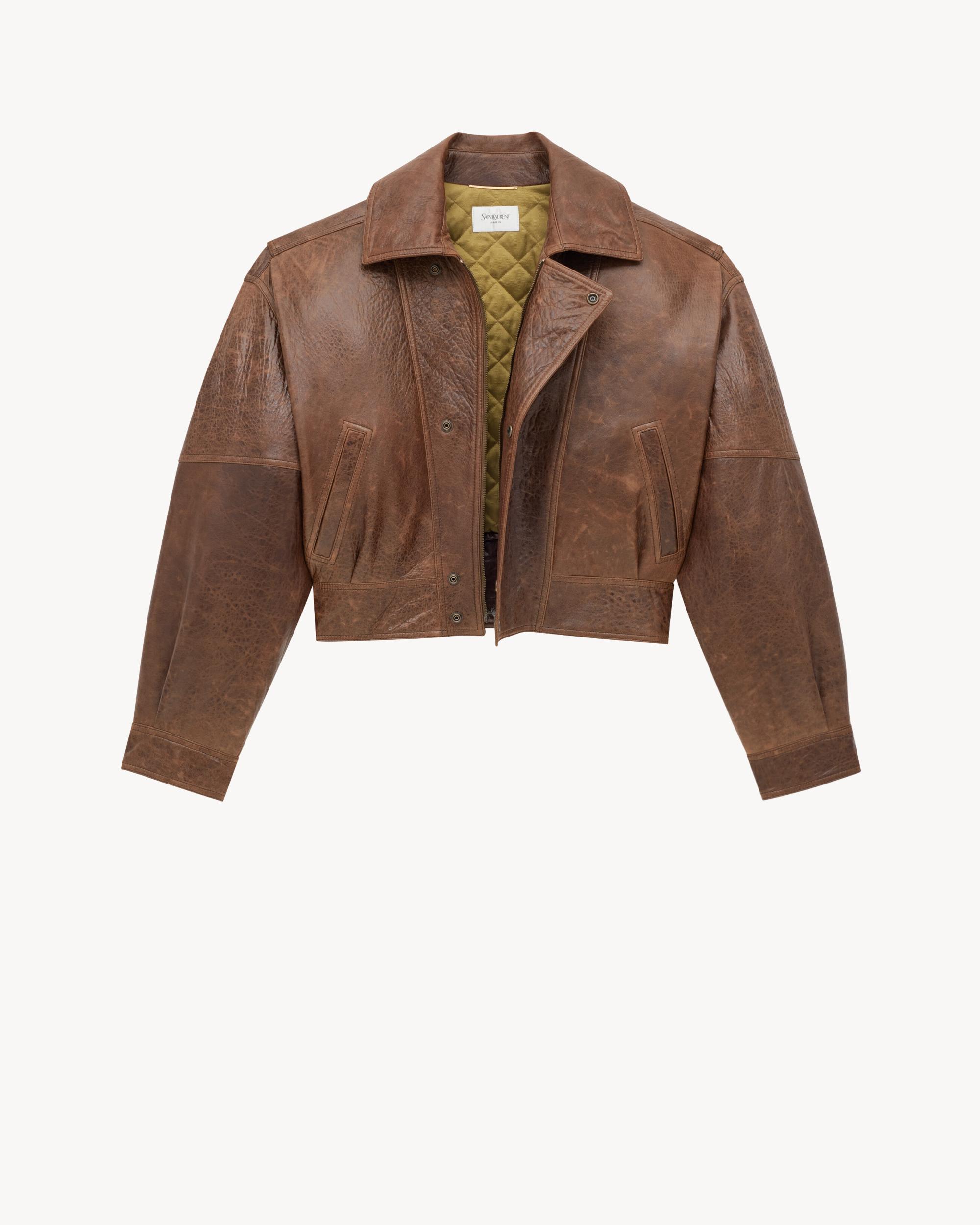 bomber jacket in aged lambskin Product Image