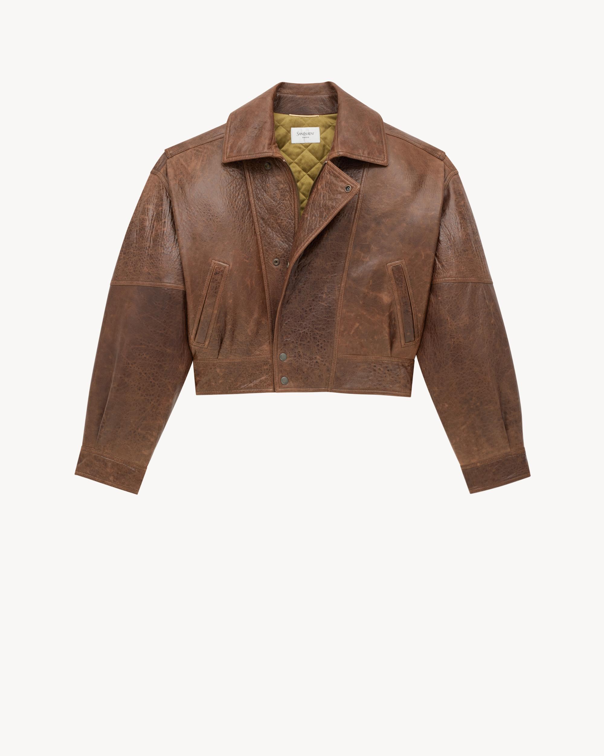 bomber jacket in aged lambskin Product Image