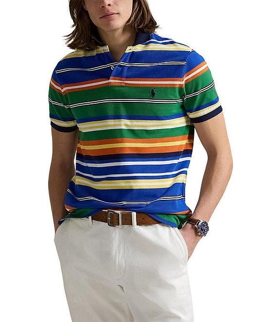 Polo Ralph Lauren Classic Fit Multi-Color Striped Mesh Short Sleeve Polo Shirt Product Image