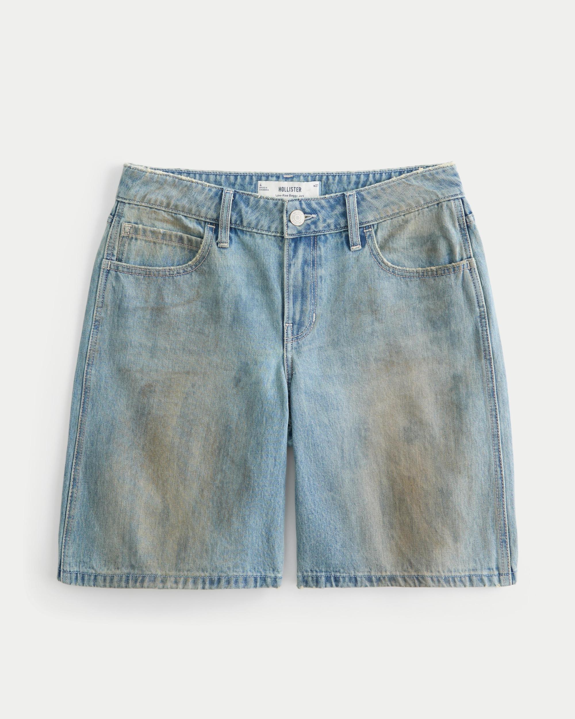Low-Rise Tinted Mud Wash Baggy Jort Product Image