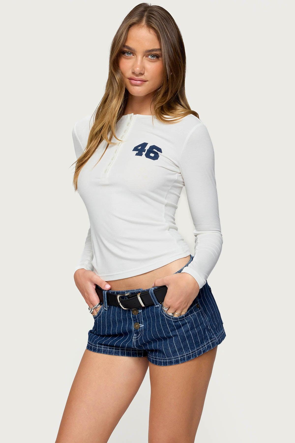 46 Ribbed Henley Top Product Image