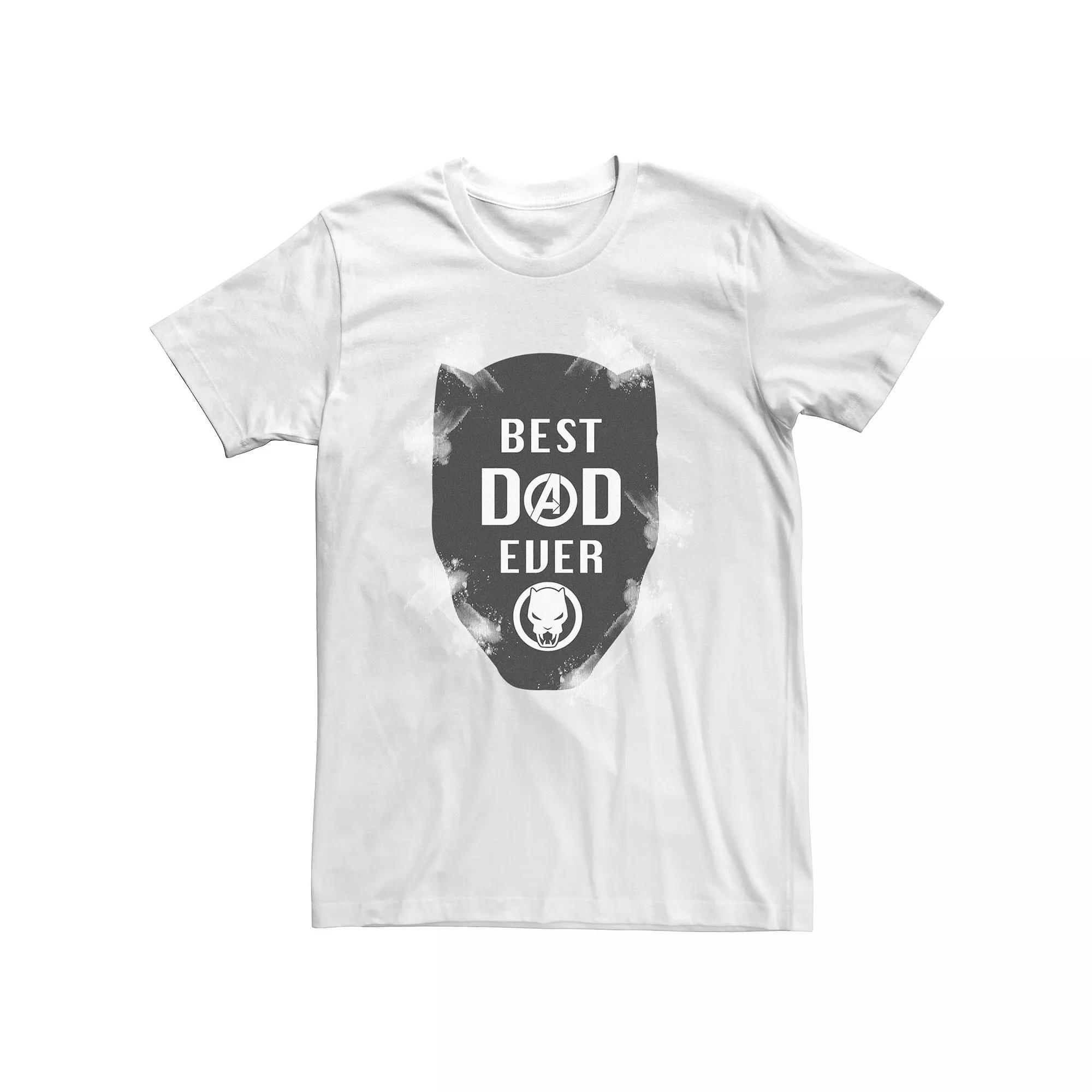 Big & Tall Marvel Black Panther "Best Dad Ever" Tee, Men's, Size: 4XL, White Product Image