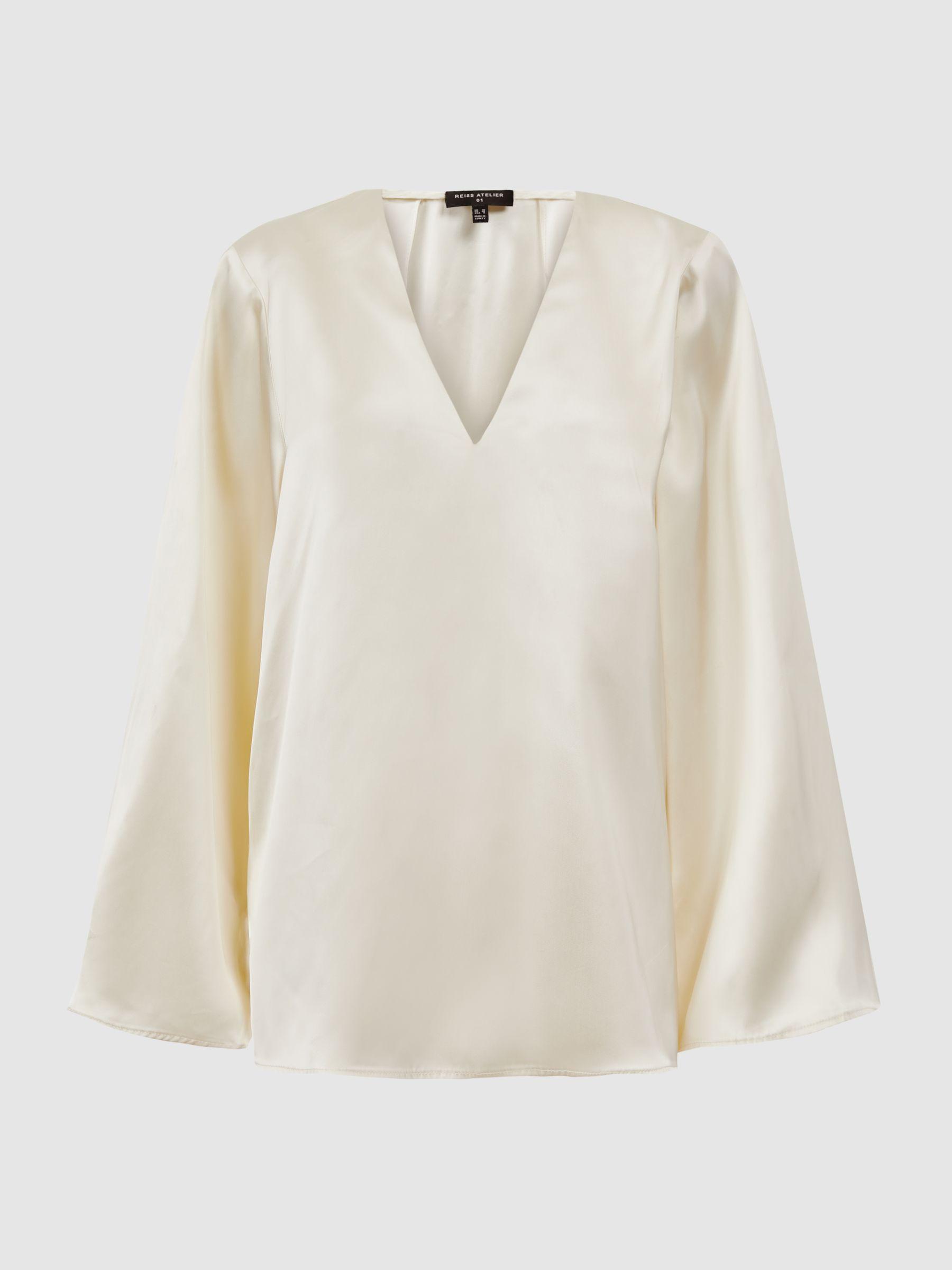 Duchess Satin Split Sleeve Top in Champagne Product Image