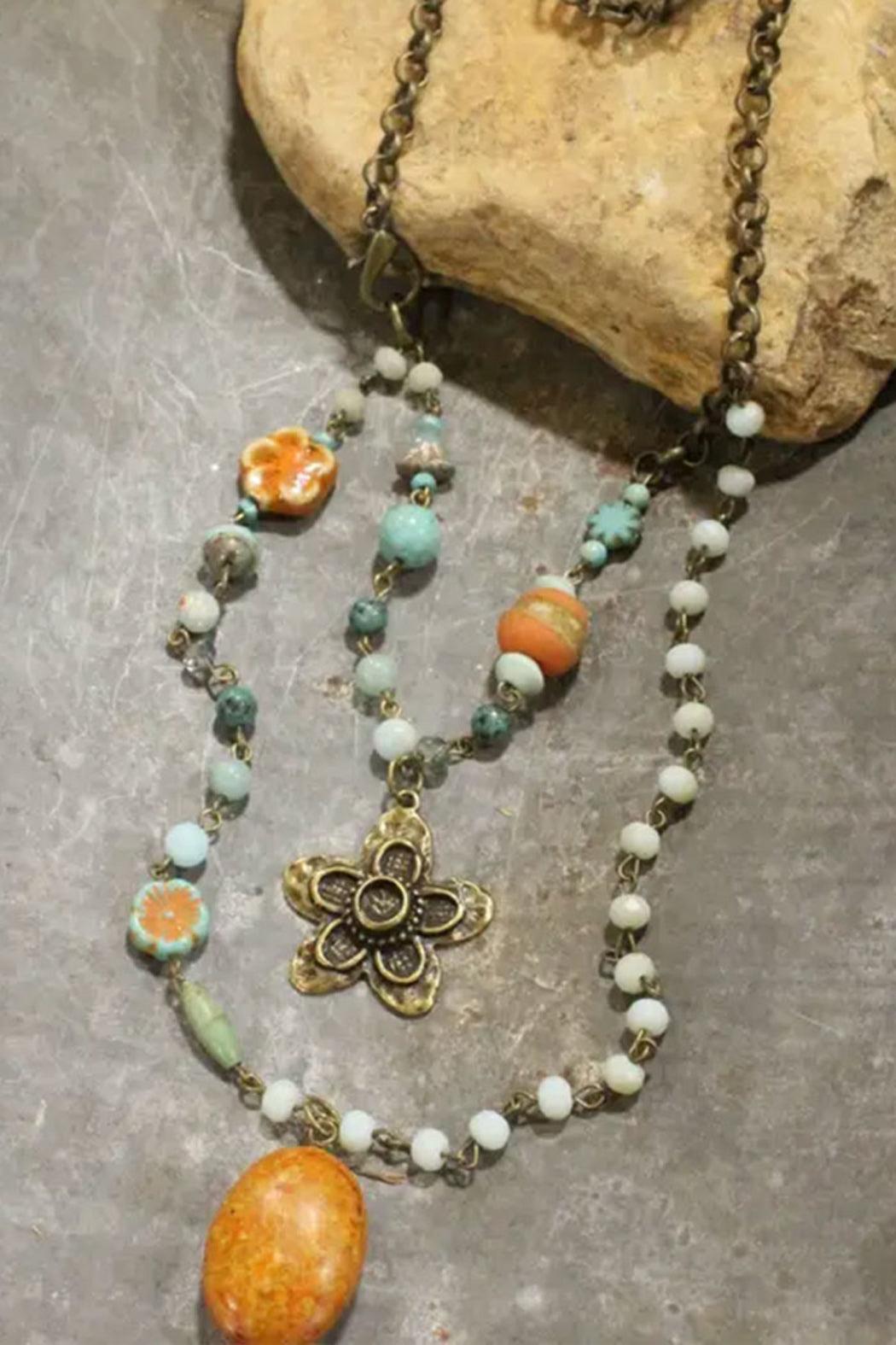 Layered Bead & Czech Necklace Product Image