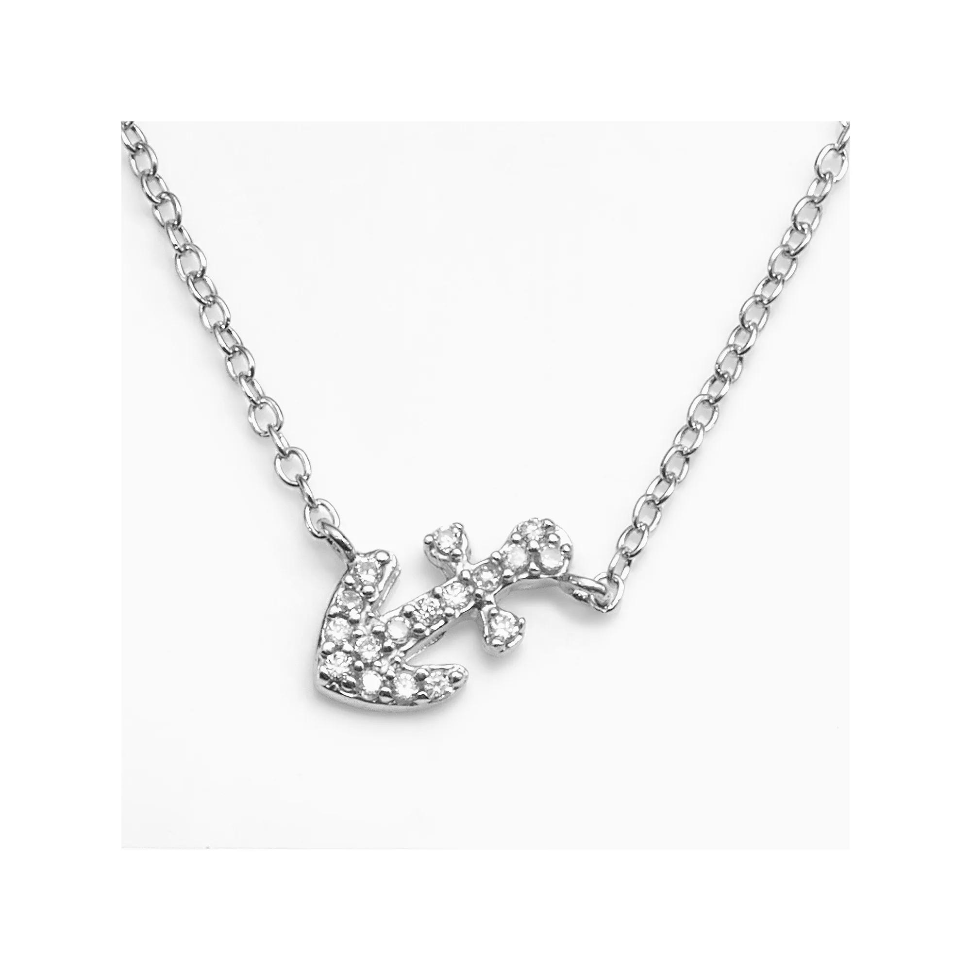 Sophie Miller Sterling Silver Cubic Zirconia Anchor Link Necklace, Women's, Size: 18", White Product Image