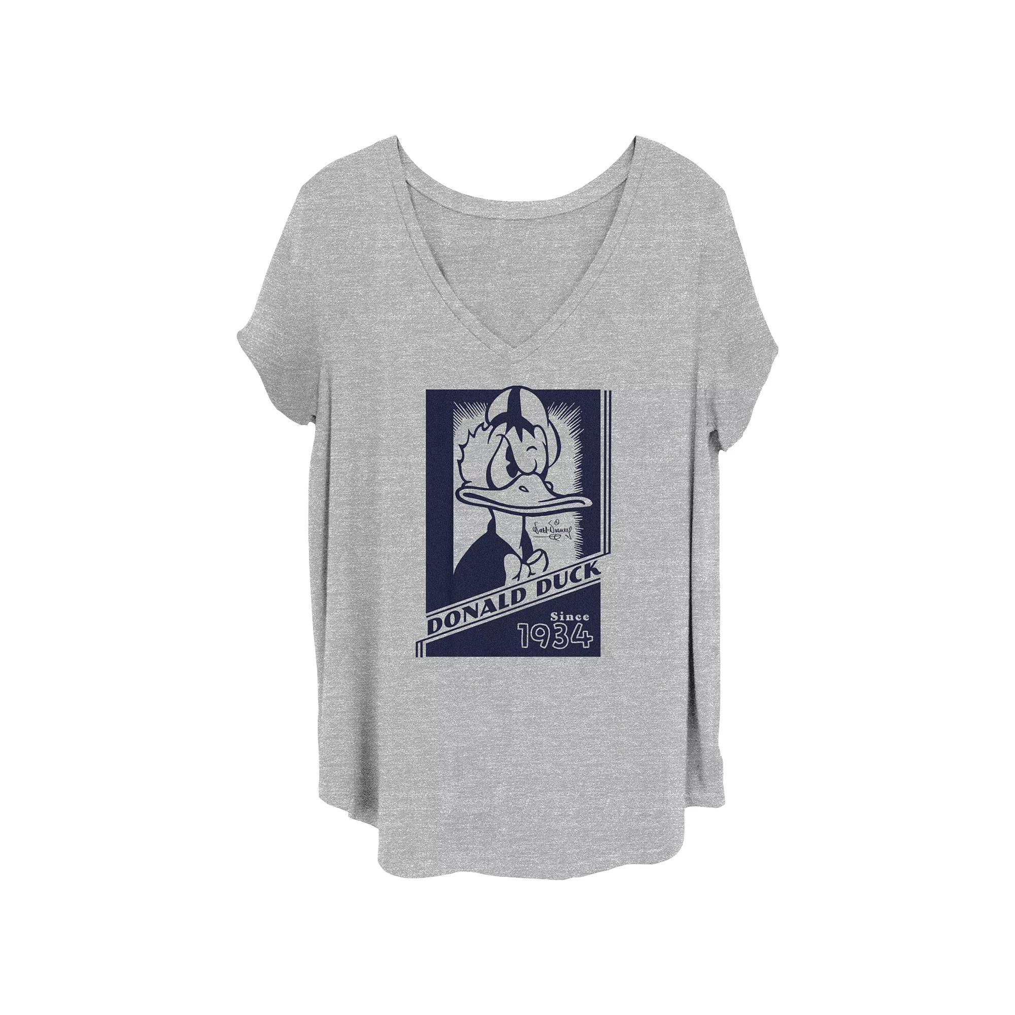 Disney's 100th Anniversary Women's Donald Duck Angry Since 1934 Retro V-Neck Tee, Girl's,  Product Image