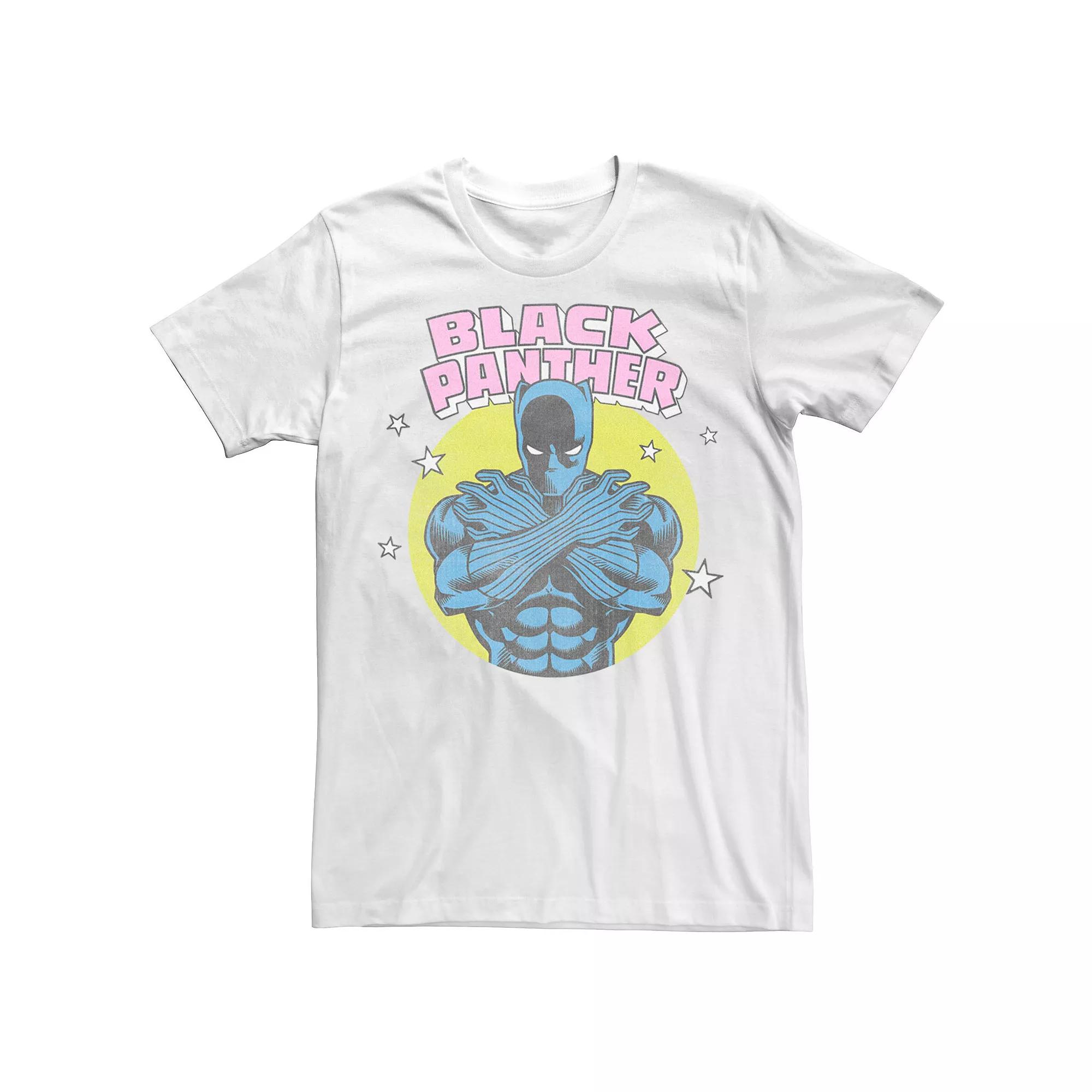 Men's Black Panther Vintage Comic Badge Tee, Size: Large, White Product Image