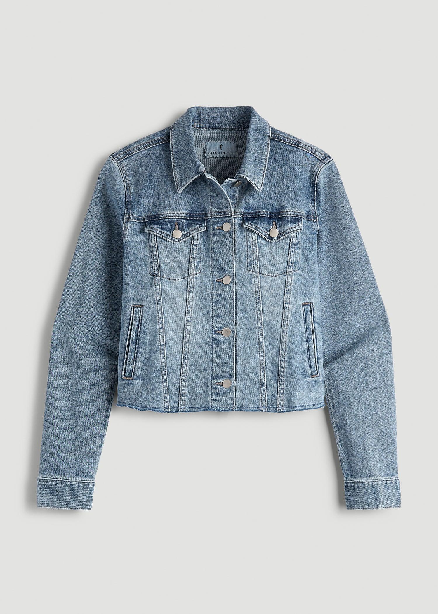 Cropped Stretch Denim Jacket for Tall Women in Perfect Blue Female Product Image