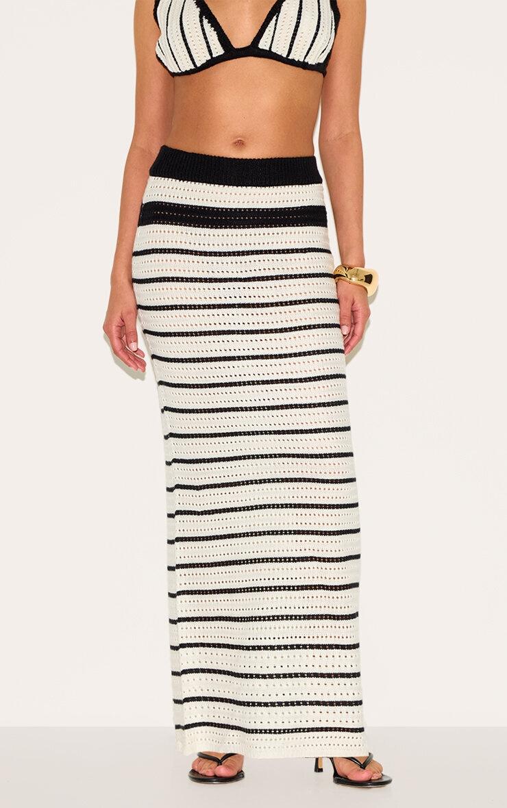 Petite Monochrome Crochet Knit Maxi Skirt Product Image