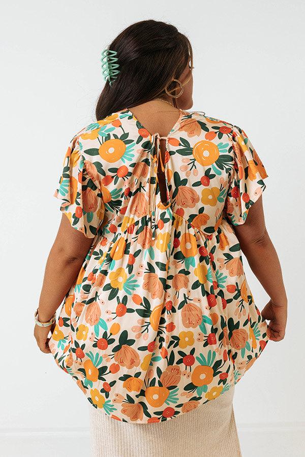 Memories On Repeat Babydoll Top In Champagne Curves Product Image