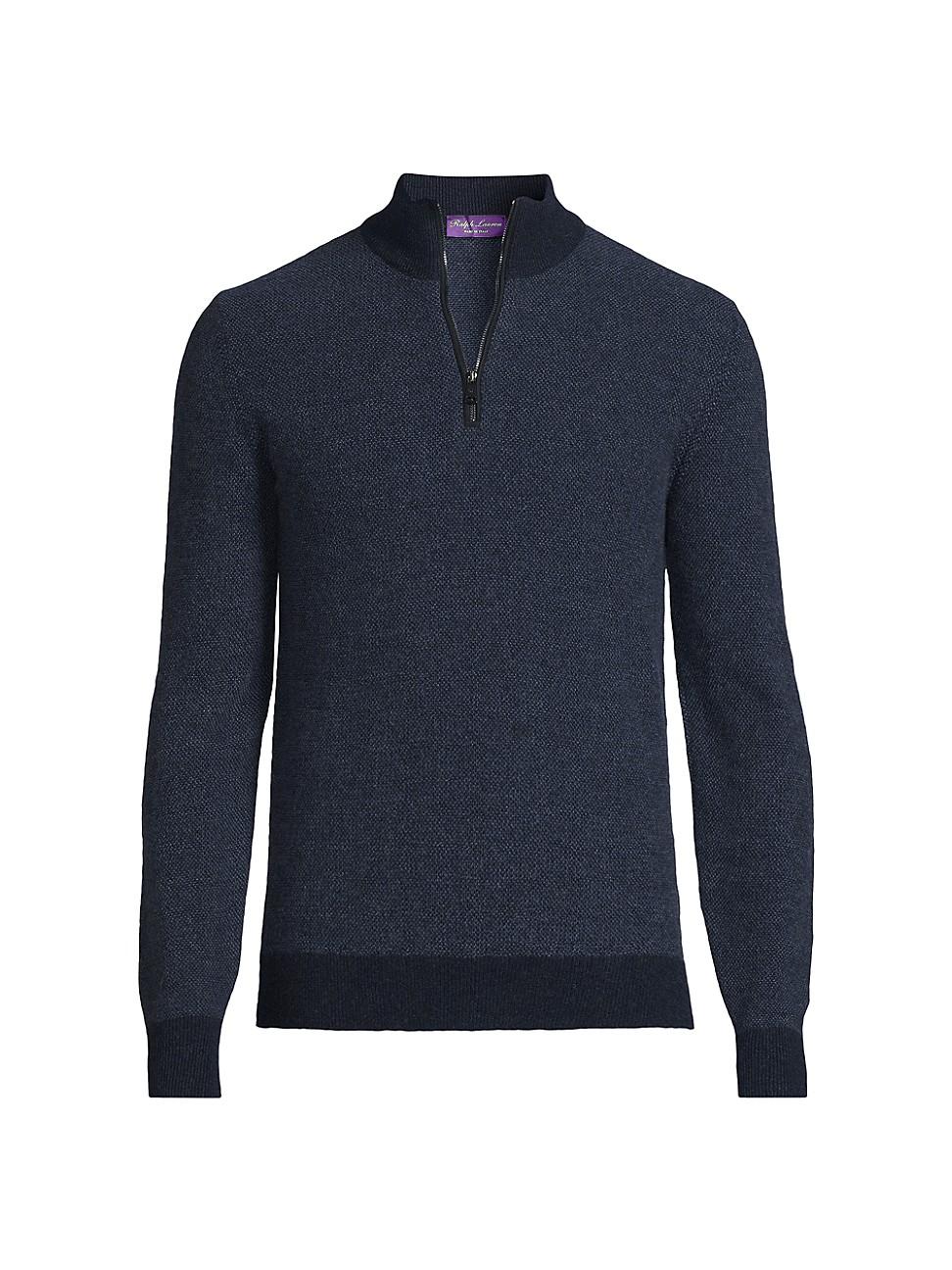 Mens Cashmere Birdseye Half-Zip Sweater Product Image