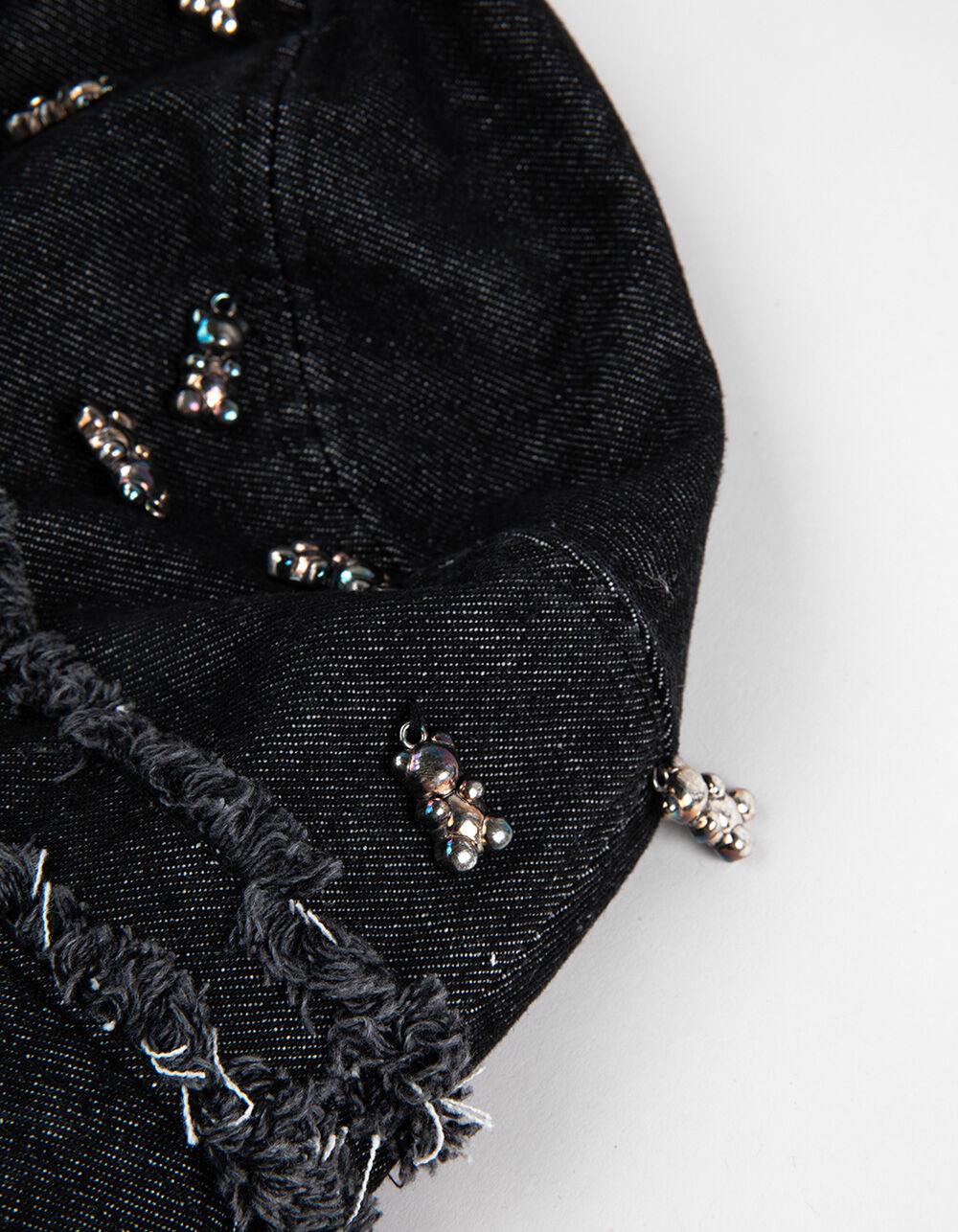 Silver Bear Charm Womens Bucket Hat - BLACK Product Image