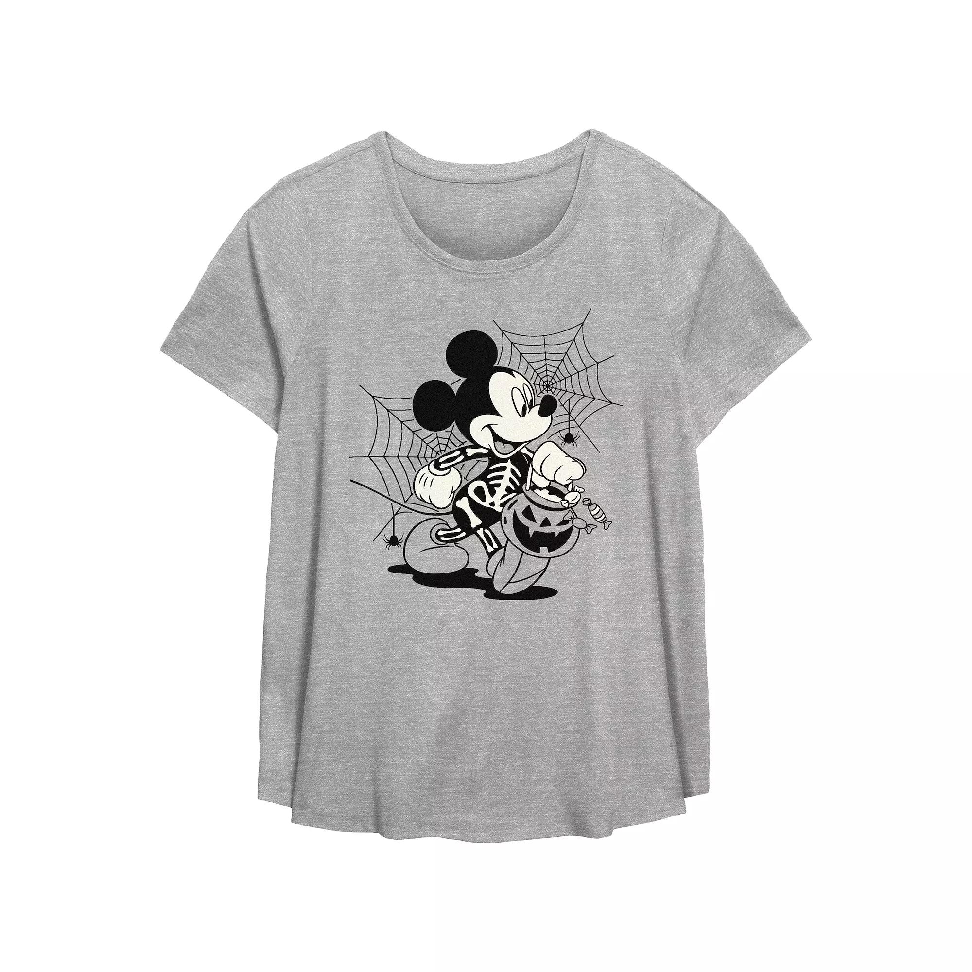 Disney's Mickey Mouse Skeleton Trick Or Treater Plus Size Flowy Graphic Tee, Women's, Size: 4XL, Grey Gray Product Image