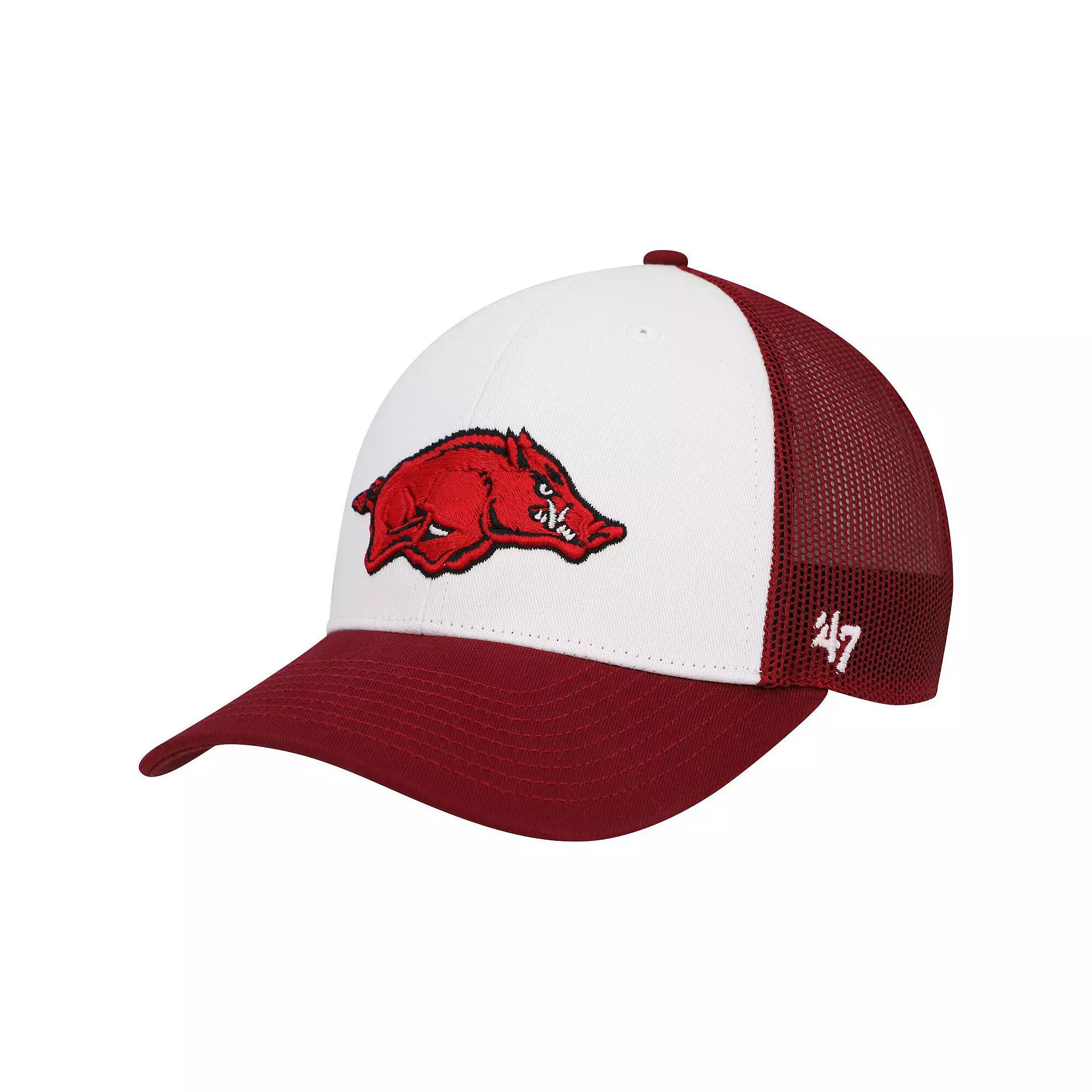 Men's '47 White/Cardinal Arkansas Razorbacks Freshman Trucker Adjustable Hat Product Image