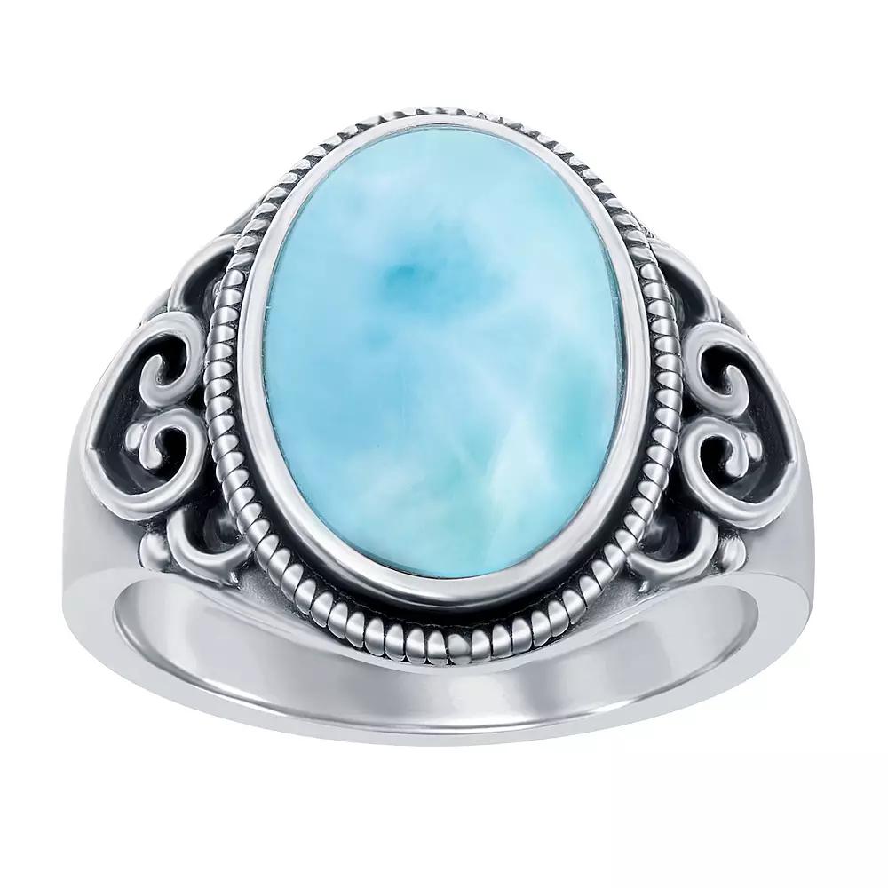 Nautica Rocks Sterling Silver Larimar Filigree Band Ring, Women's, Size: 8 Product Image