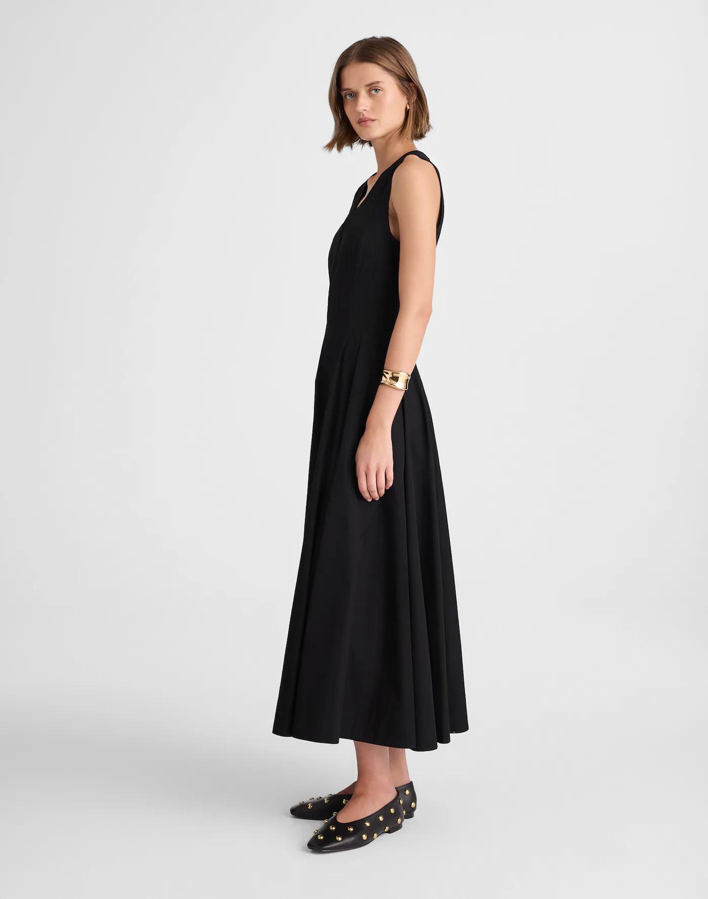 Poplin V-Neck Circle Midi Dress Product Image