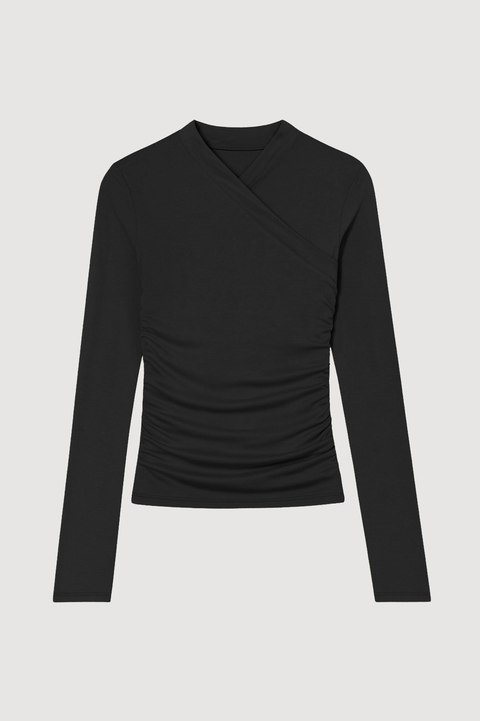 Lilou Wrap-Neck Long-Sleeve Tee Product Image