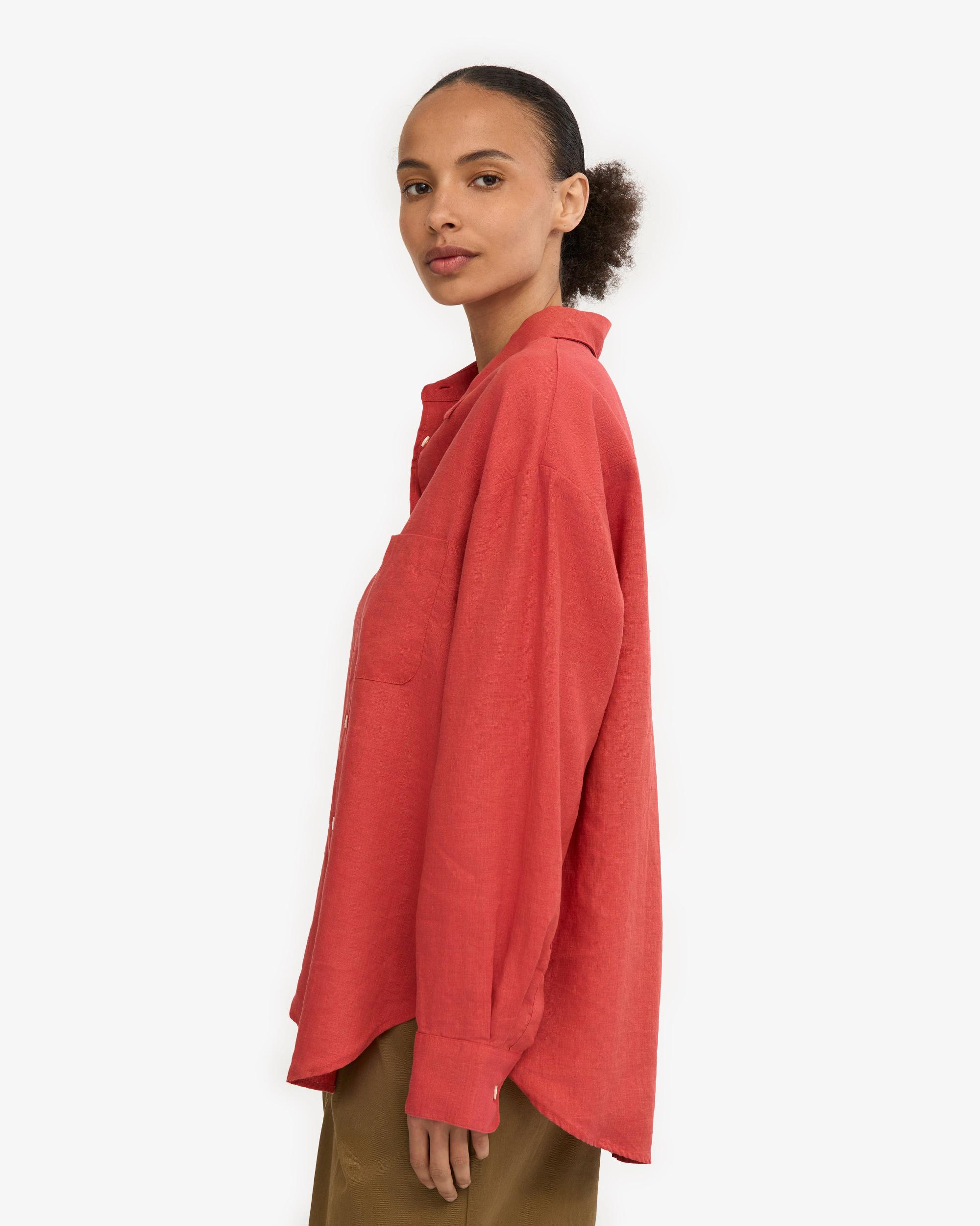 Linen Oversized Shirt - Petrol Blue Product Image