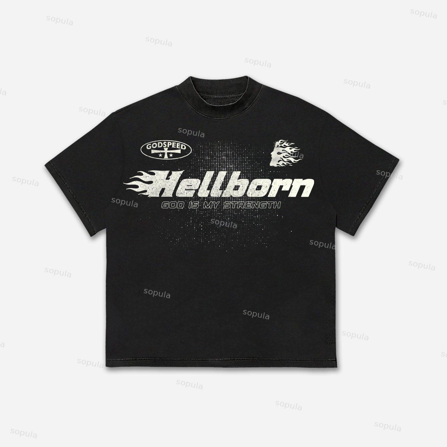 Jesus Flame Silhouette Network Vintage Graphic Cotton T-Shirt Product Image