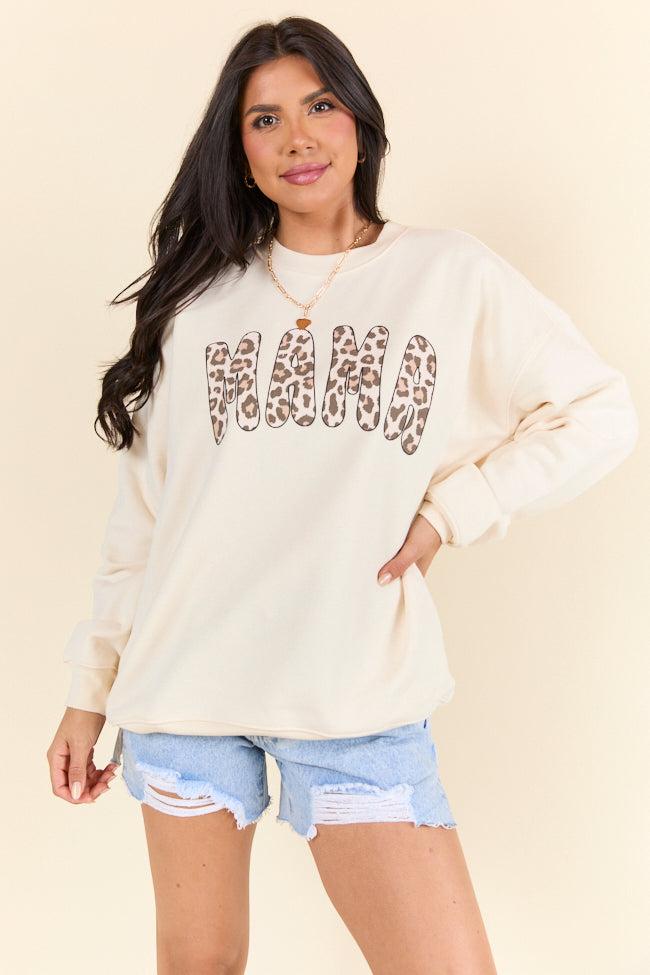 Mama Leopard Cream Graphic Sweatshirt Product Image