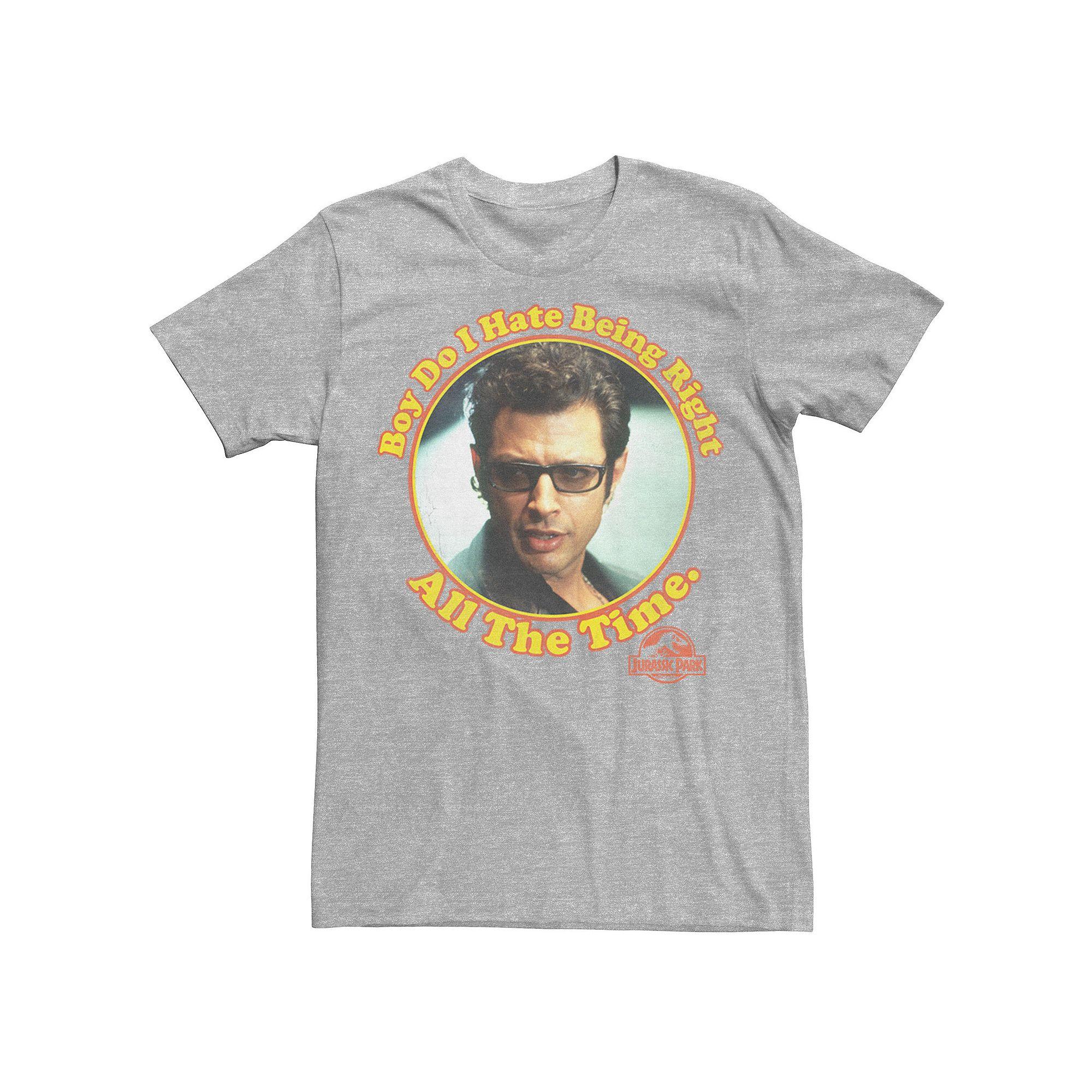 Men's Jurassic Park Hate Being Right All The Time Tee, Size: XXL, Athletic Grey Product Image