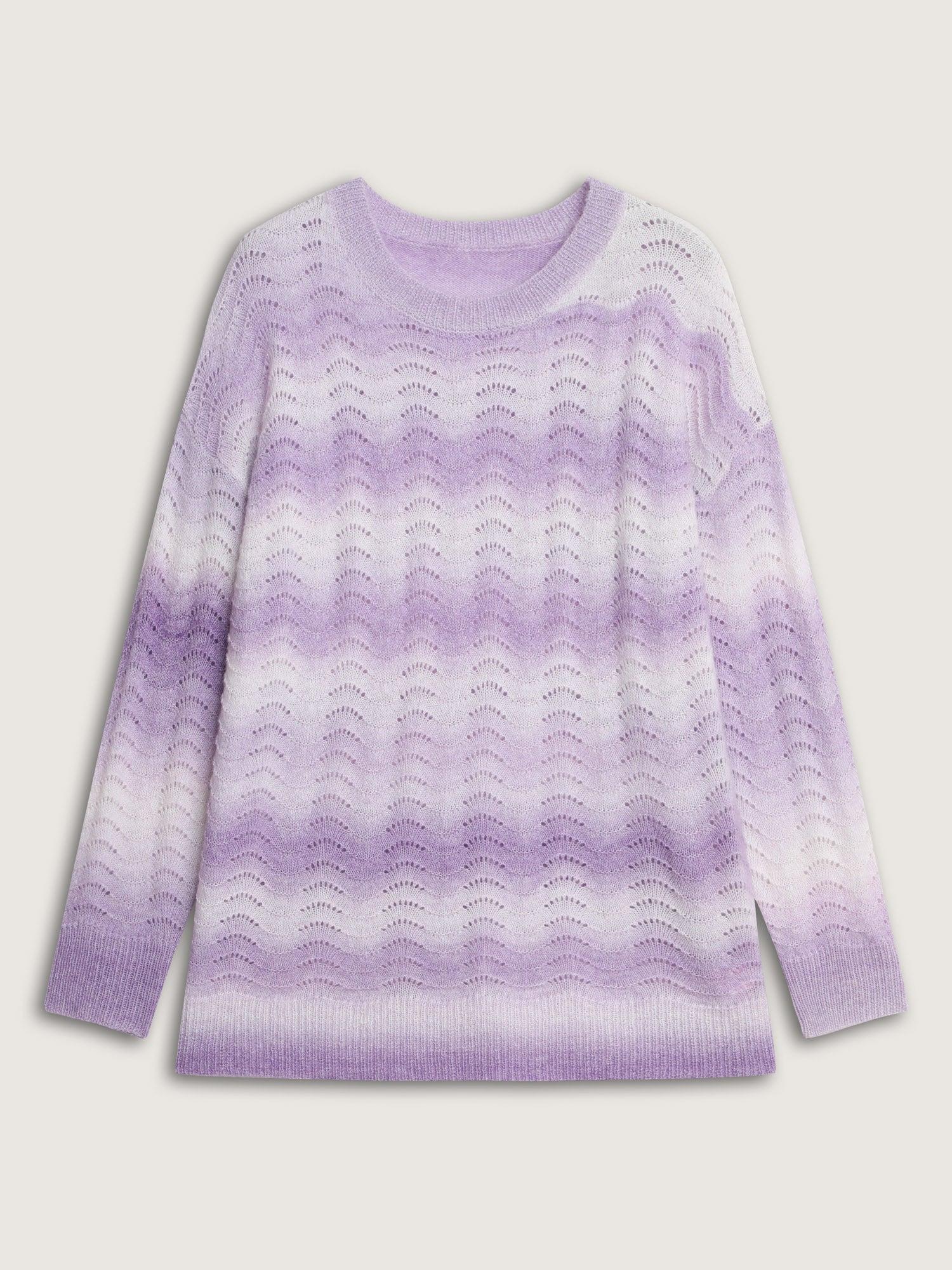Textured Color Gradient Drop Shoulder Pullover Female Product Image