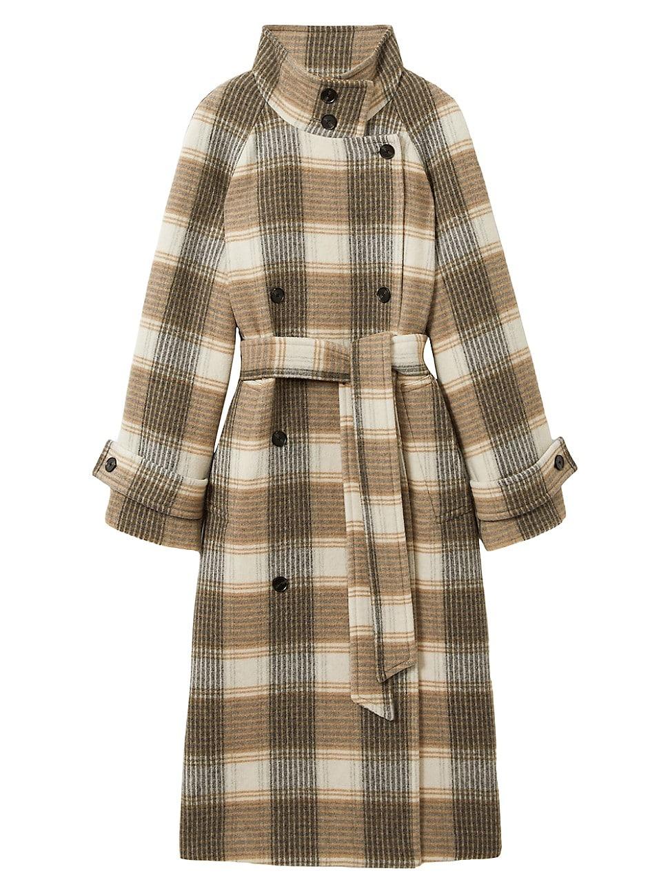 Womens Piper Check Wool-Blend Coat Product Image