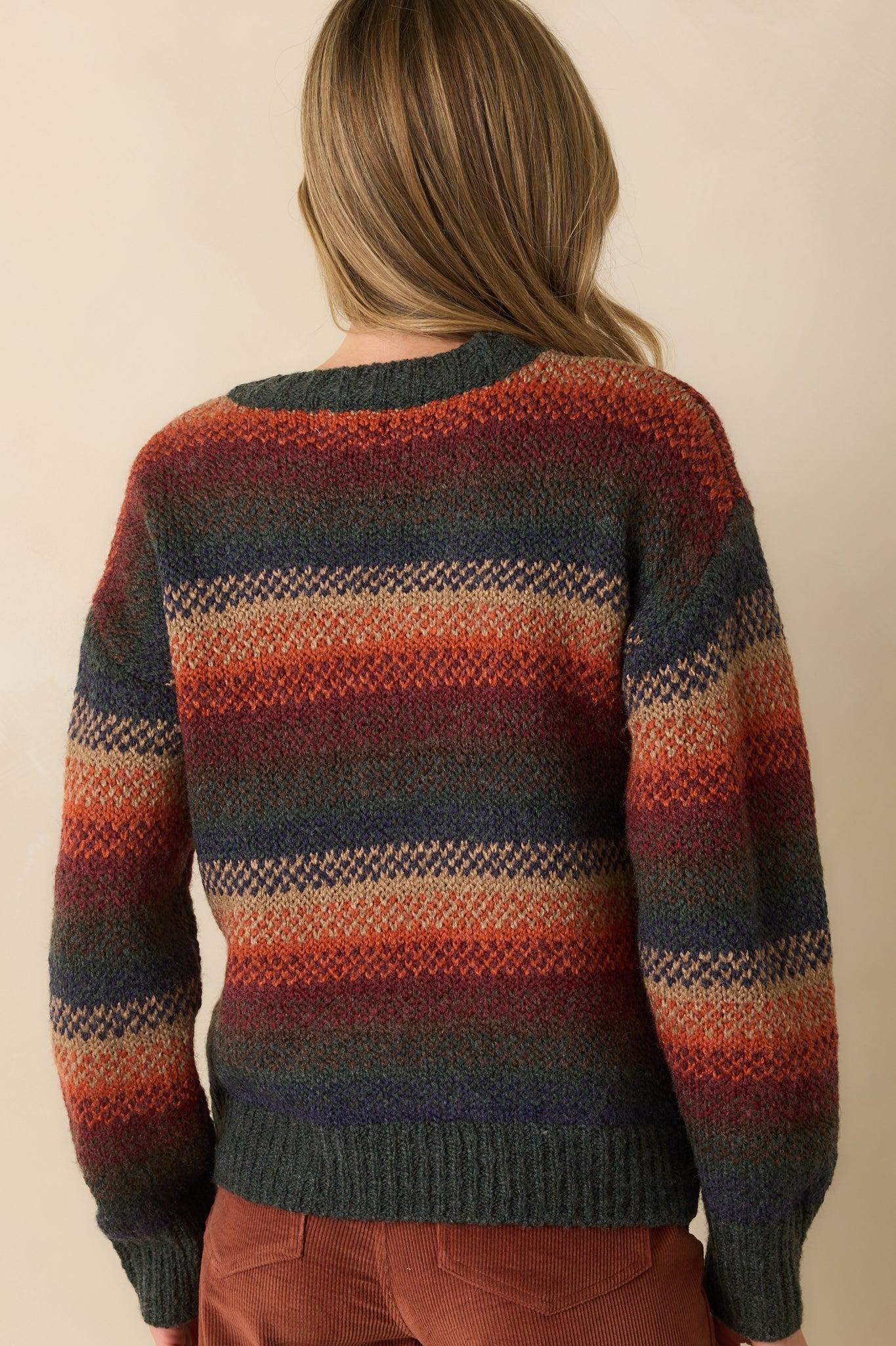Thread & Supply Rust Multi Stripe Knit Rena Sweater Product Image