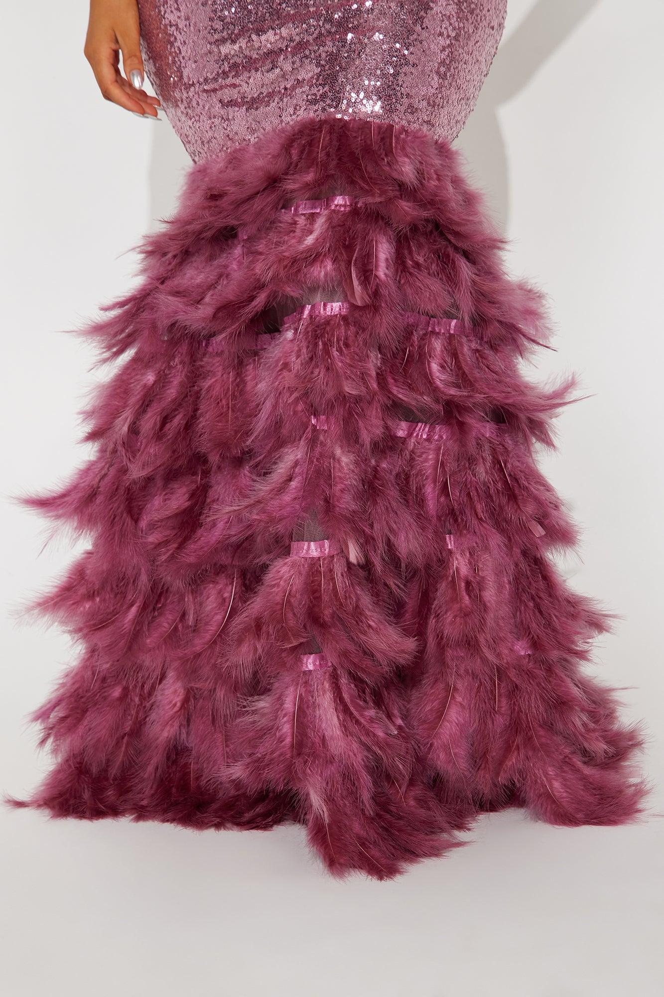 Danielle Feather Sequin Gown - Mauve Product Image