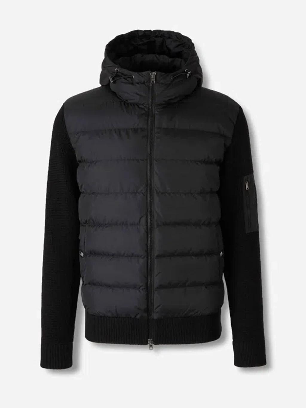 HERNO Padded Bomber Jacket With Wool Sleeves Clothing In Black Product Image