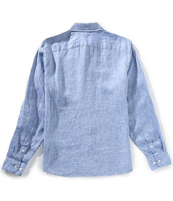Perry Ellis Solid Linen Long Sleeve Woven Shirt Product Image