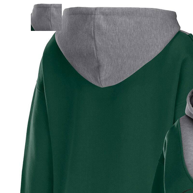 Women's WEAR by Erin Andrews Hunter Green Milwaukee Bucks Pieced Quarter-Zip Hoodie Jacket,  Product Image