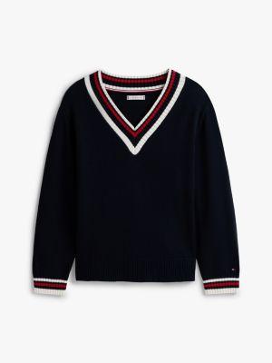 Varsity Stripe V-Neck Sweater Product Image