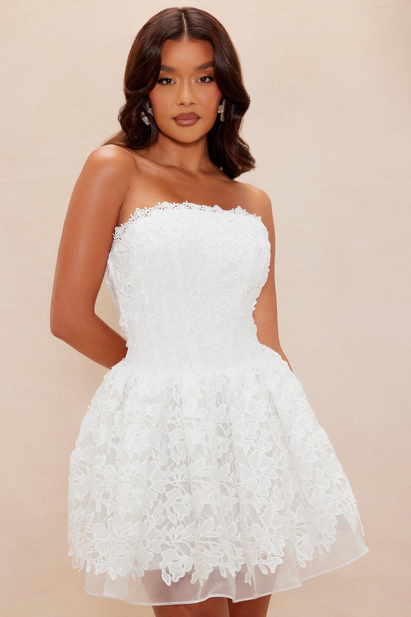 Evalina Embroidered Mini Dress - White Female Product Image