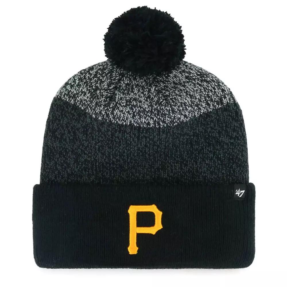 Men's '47 Black Pittsburgh Pirates Darkfreeze Cuffed Knit Hat with Pom Product Image
