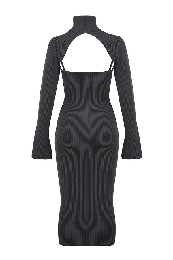 Meliora  charcoal knit midi dress - sale Product Image