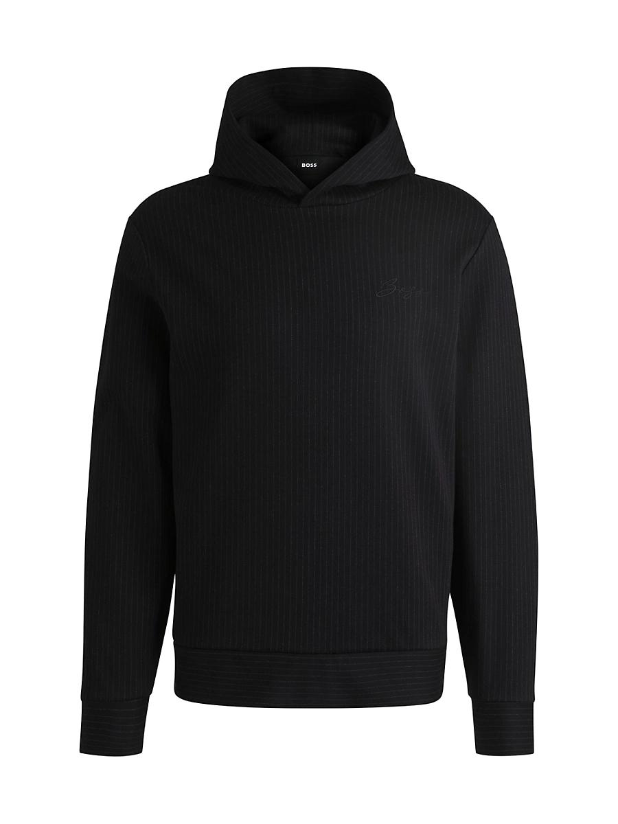 Mens Regular-Fit Hoodie in a Pinstripe Cotton Product Image